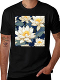 Lotus Flower Graphic Black T-Shirt product image 1
