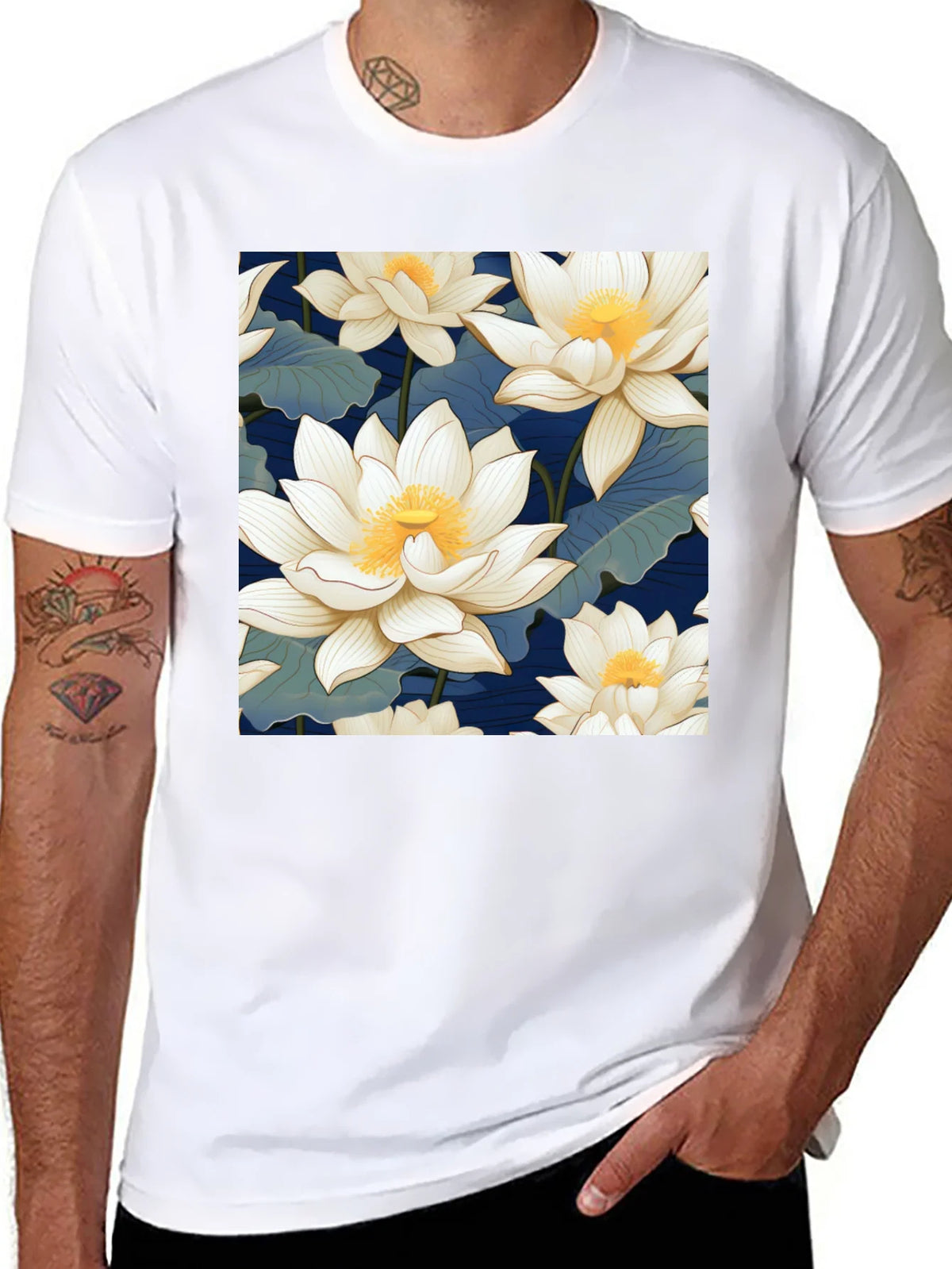 Lotus Flower Graphic Black T-Shirt product image 7