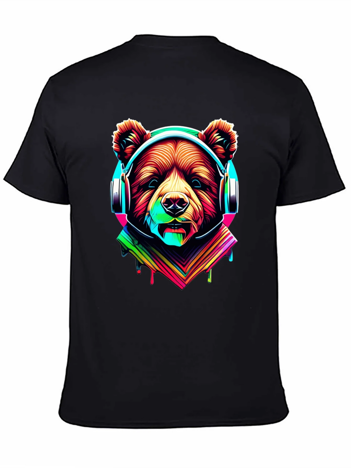 Neon Bear Headphones Graphic Tee product image 4