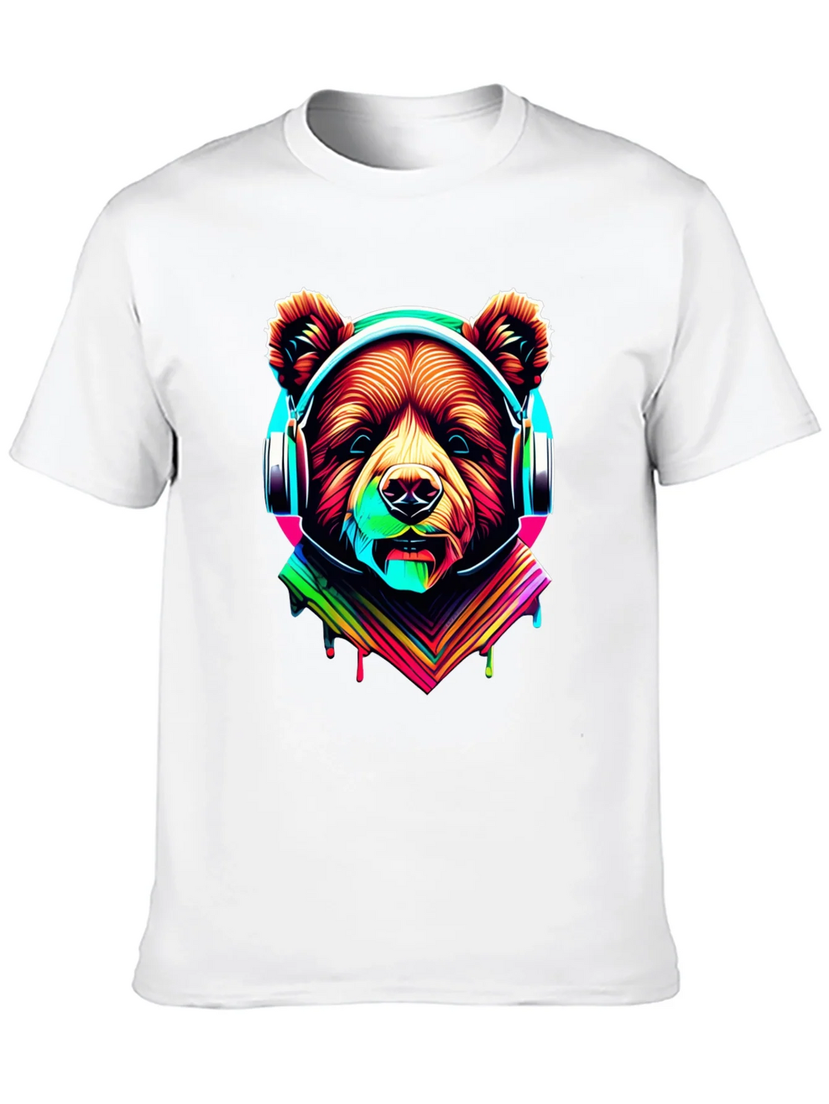 Neon Bear Headphones Graphic Tee product image 9