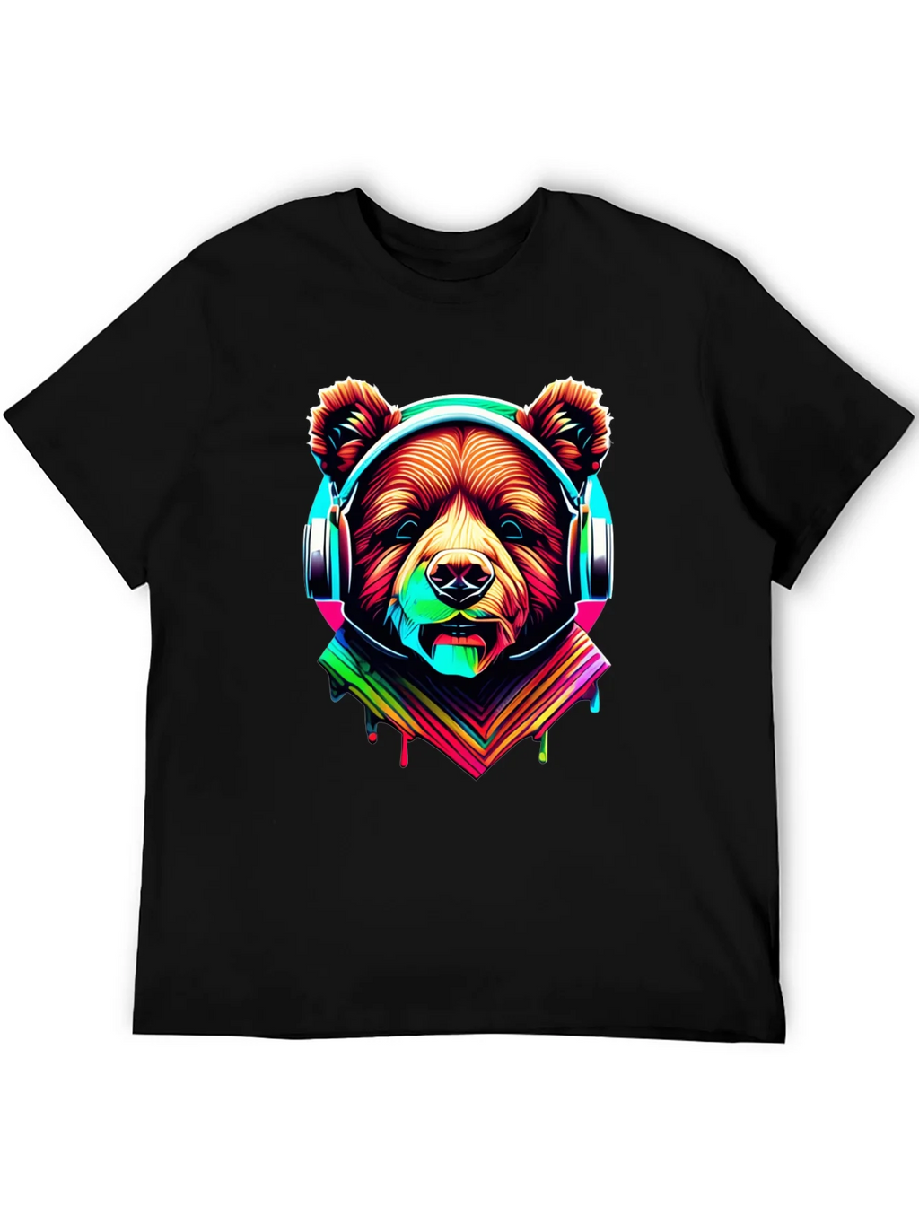 Neon Bear Headphones Graphic Tee product image 5