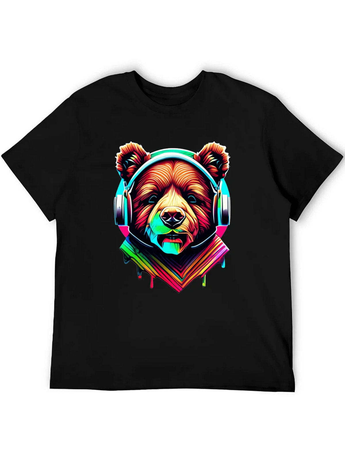 Neon Bear Headphones Graphic Tee product image 5