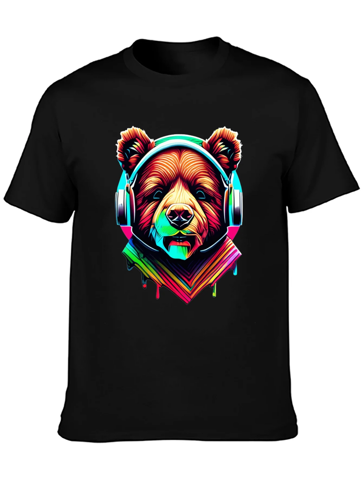 Neon Bear Headphones Graphic Tee product image 3