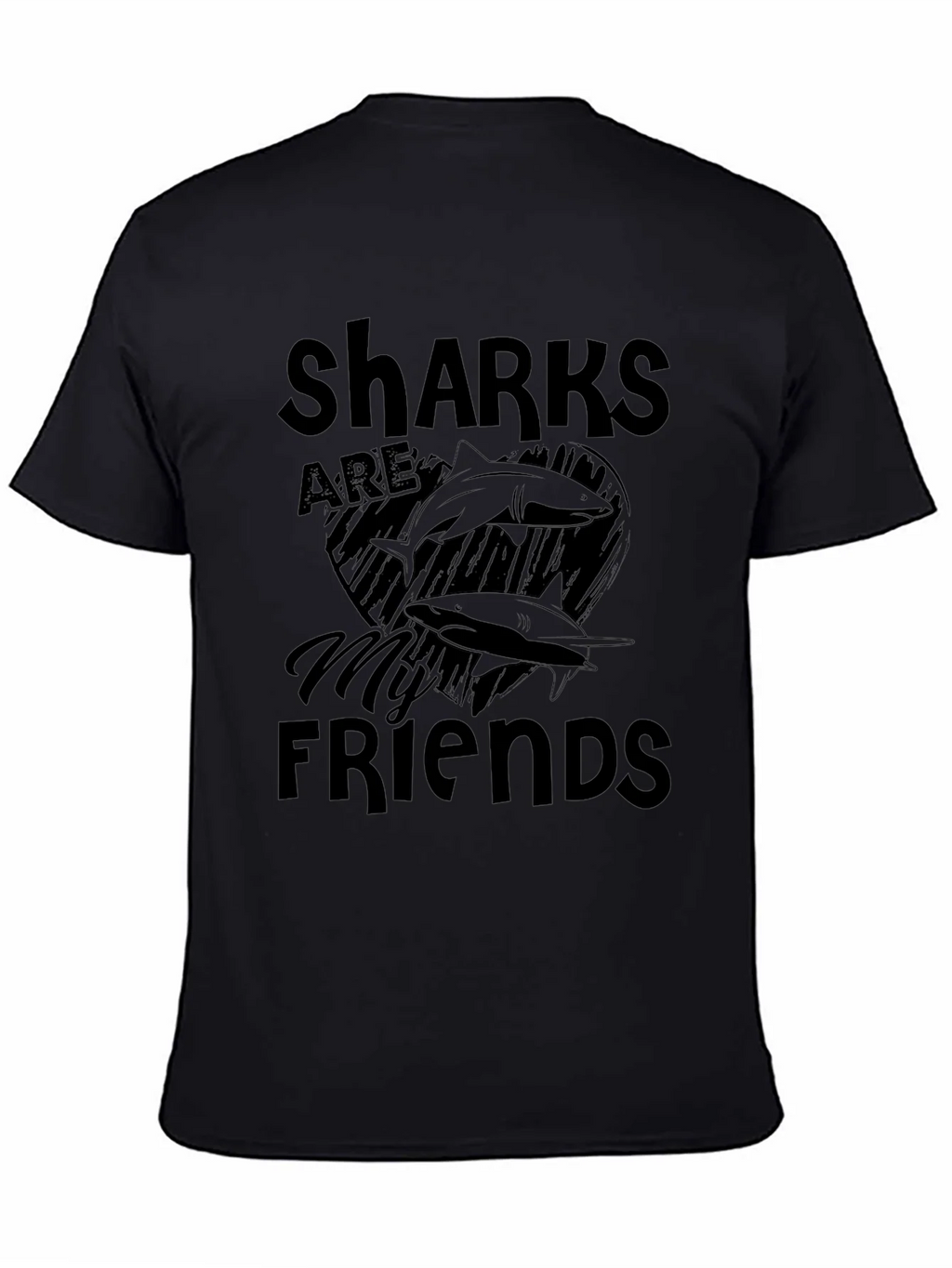 Sharks Are My Friends Black T-Shirt product image 3