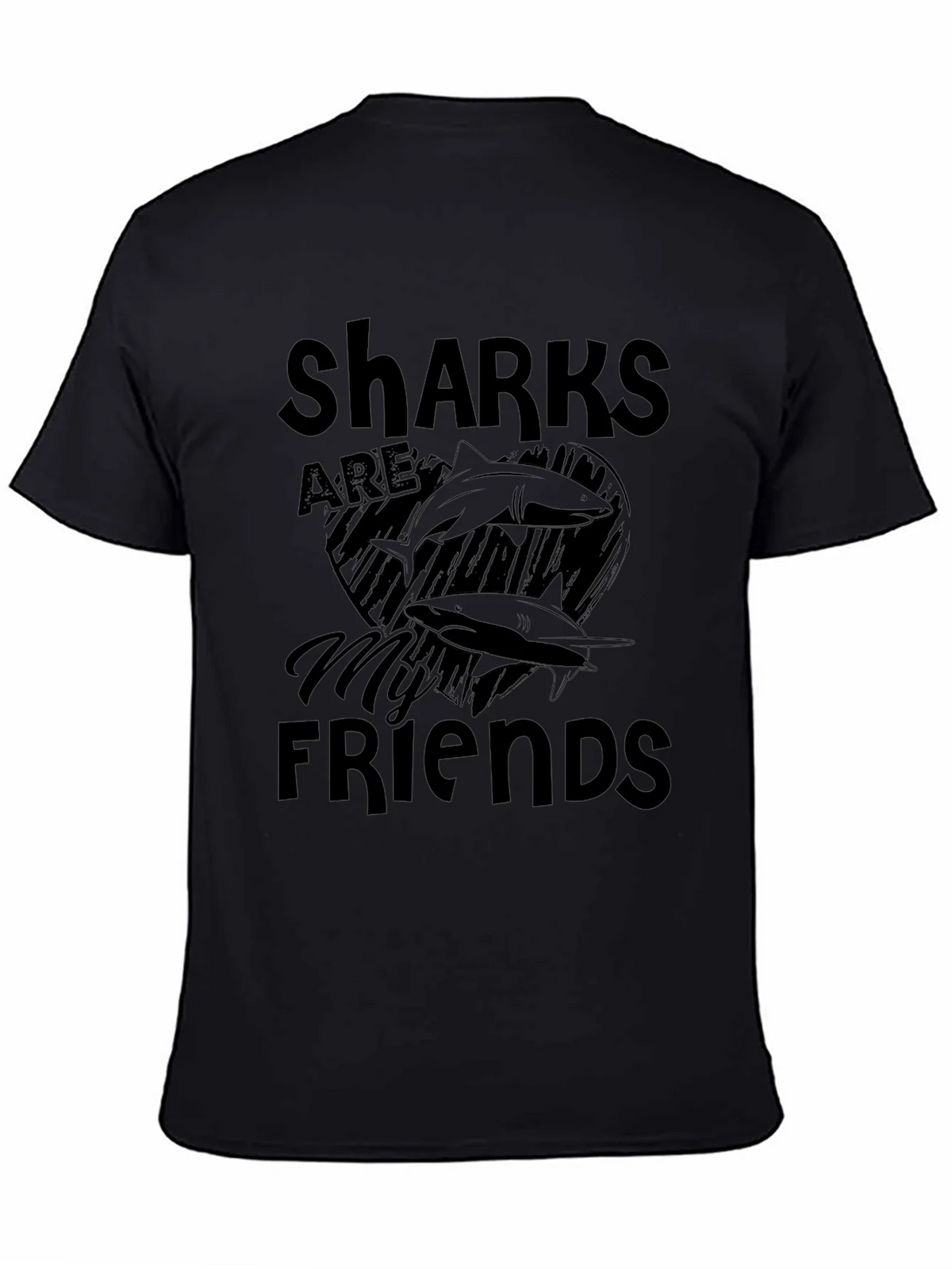 Sharks Are My Friends Black T-Shirt product image 3