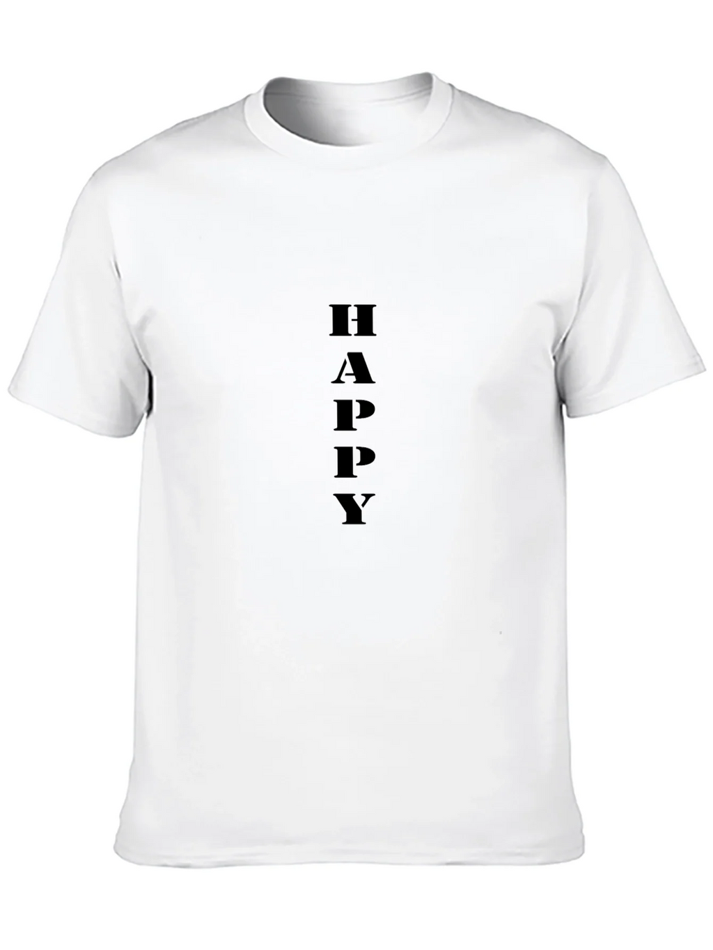 Happy Vertical Text Graphic Black T-Shirt product image 3