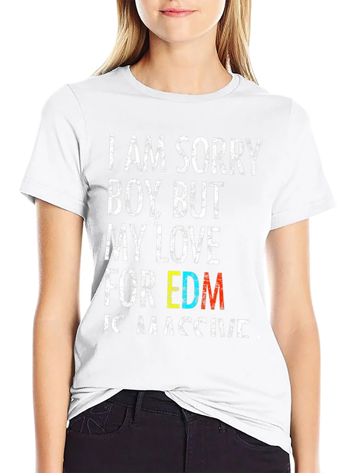 EDM Lover Black T-Shirt: I Am Sorry Boy But My Love... product image 2