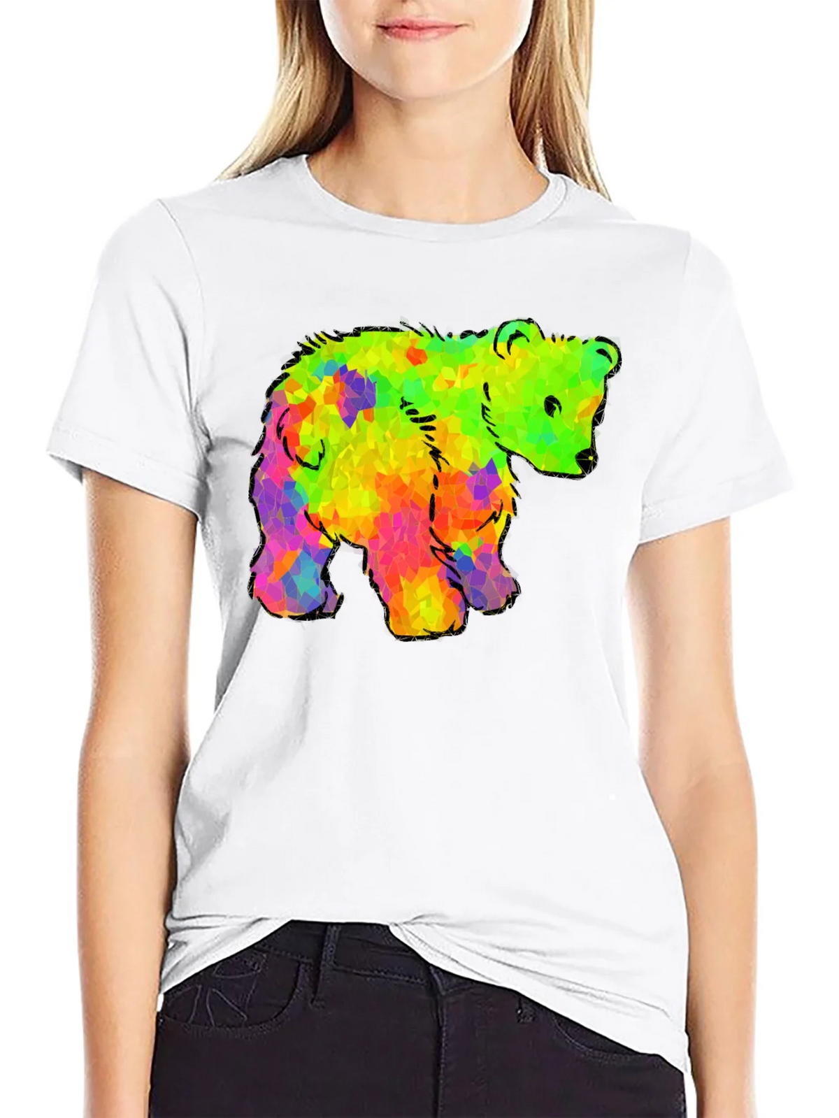 Rainbow Bear Graphic Black T-Shirt product image 7