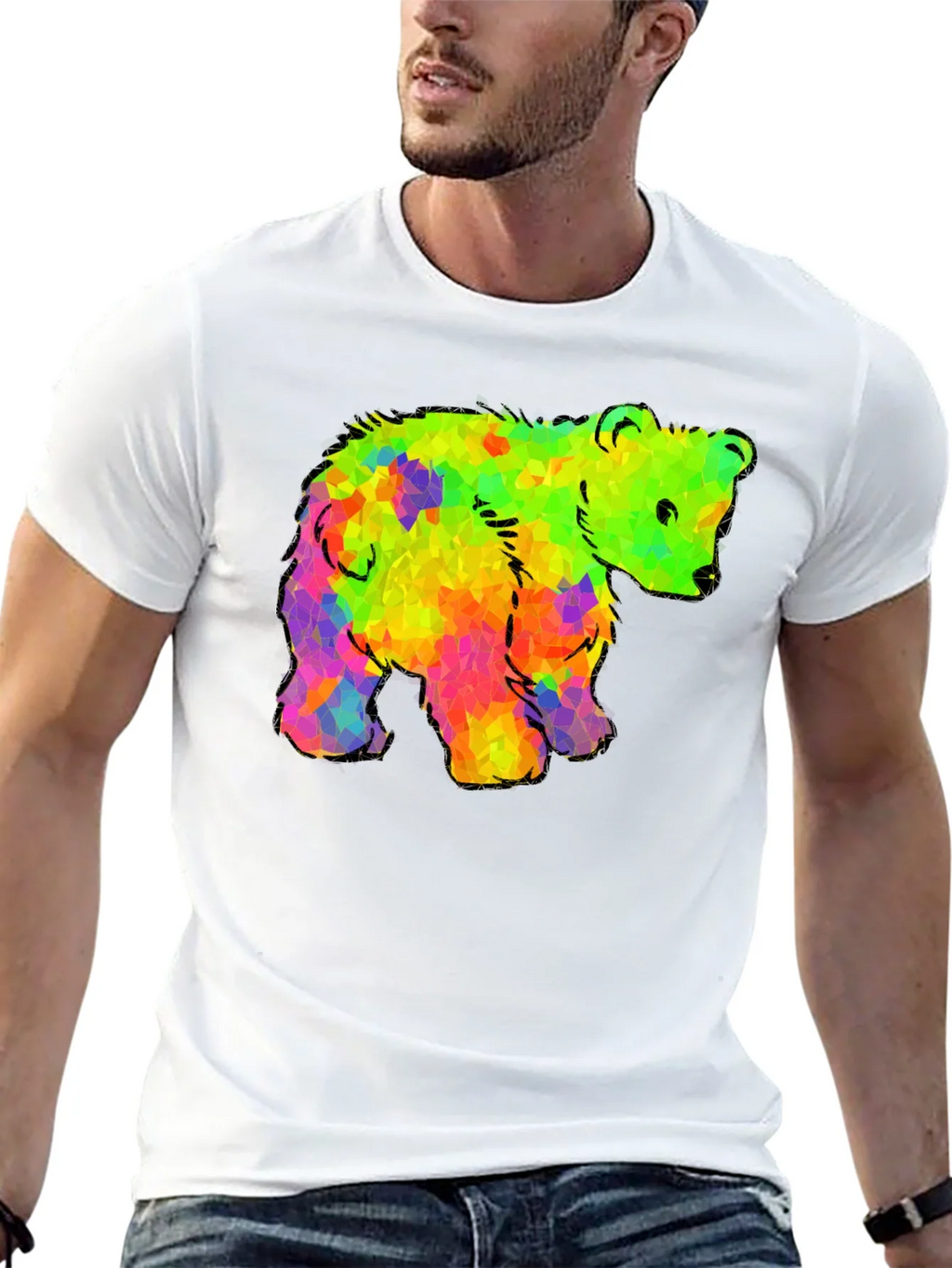 Rainbow Bear Graphic Black T-Shirt product image 11