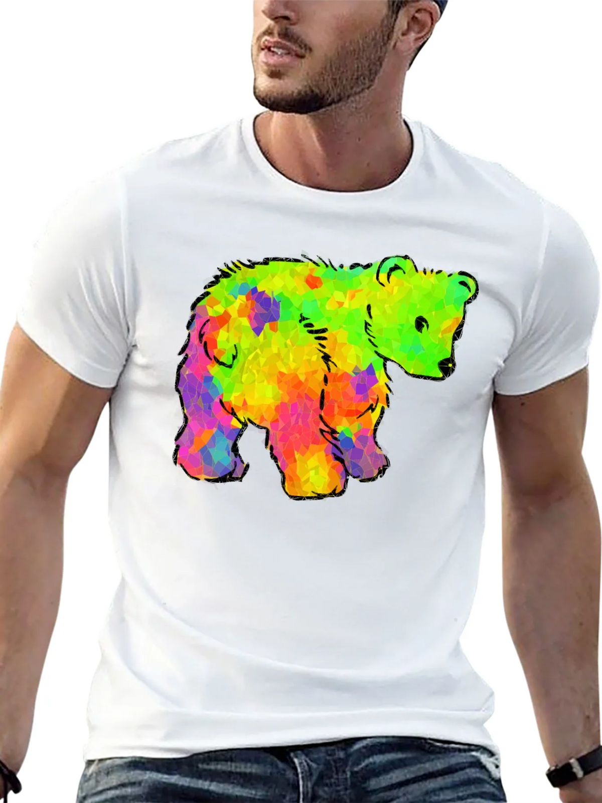 Rainbow Bear Graphic Black T-Shirt product image 11
