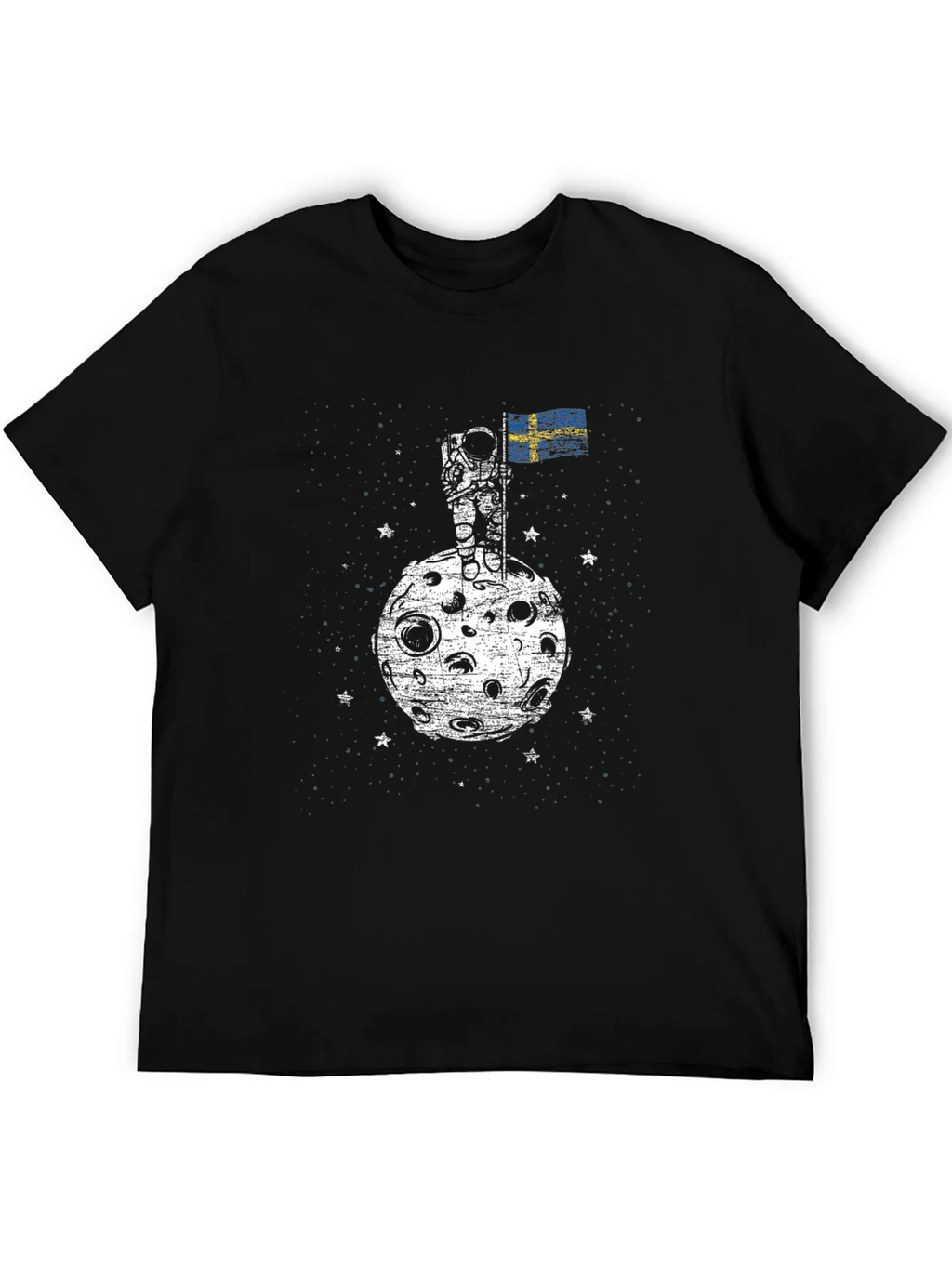 Astronaut on Moon Sweden Flag Graphic T-Shirt product image 5