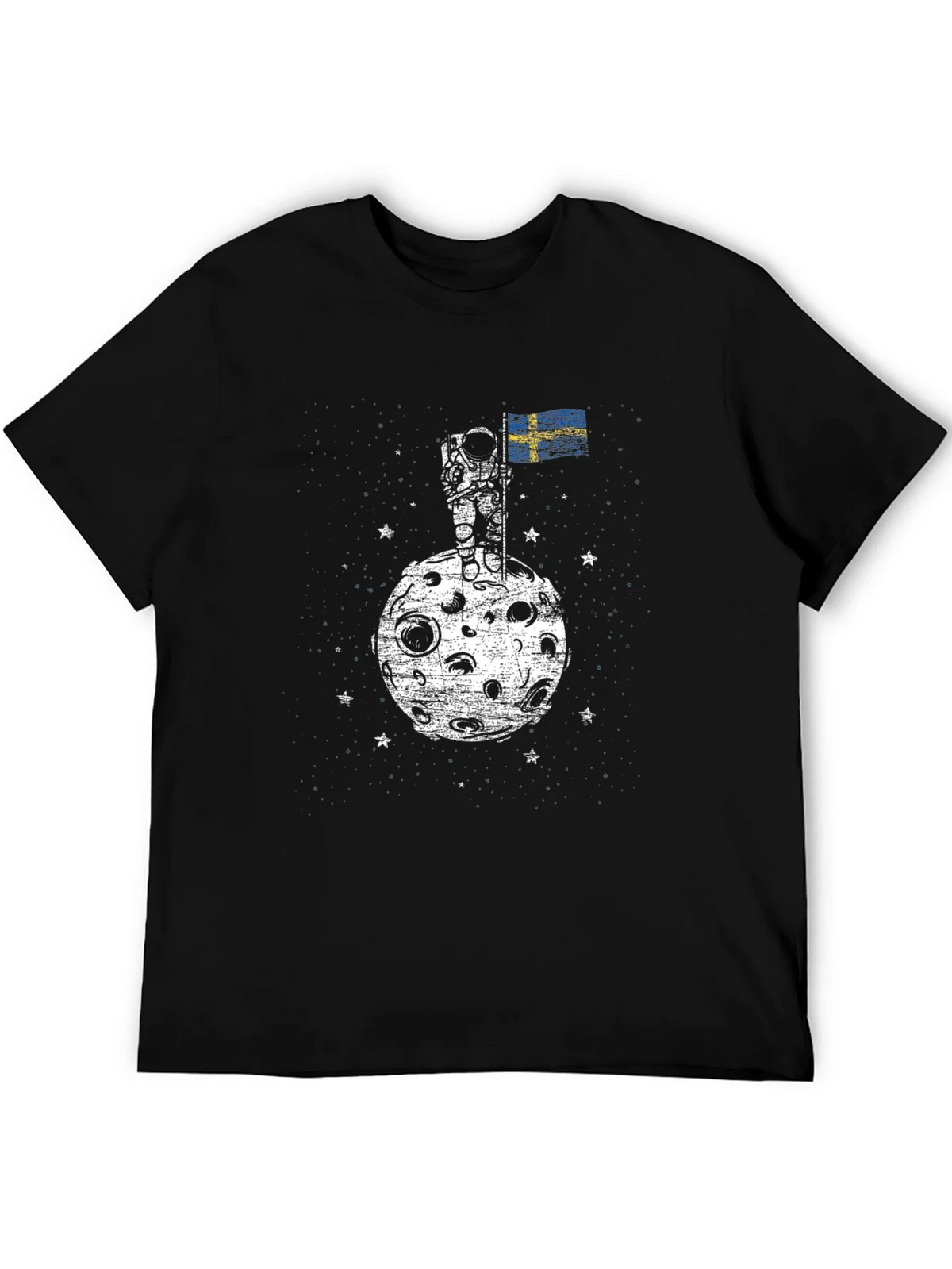 Astronaut on Moon Sweden Flag Graphic T-Shirt product image 5