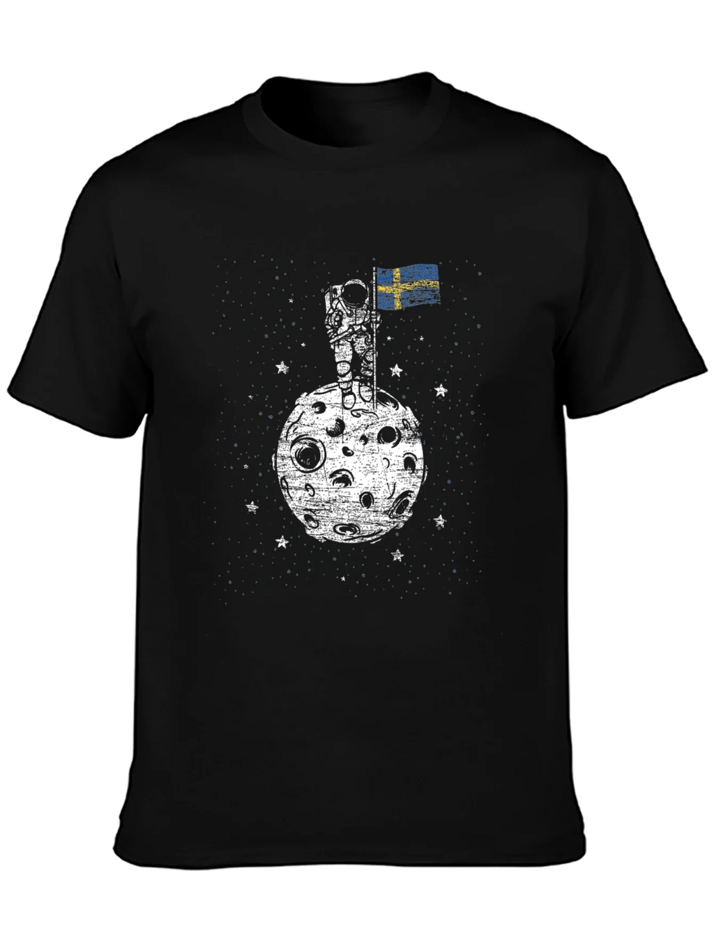 Astronaut on Moon Sweden Flag Graphic T-Shirt product image 3