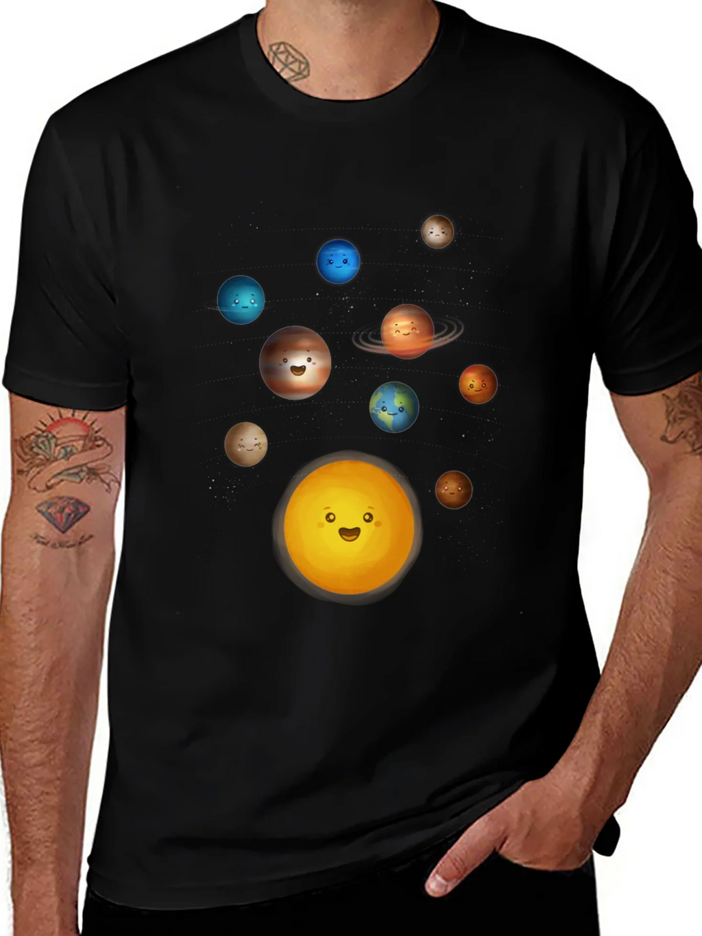 Solar System Planets Graphic T-Shirt - Black product image 1