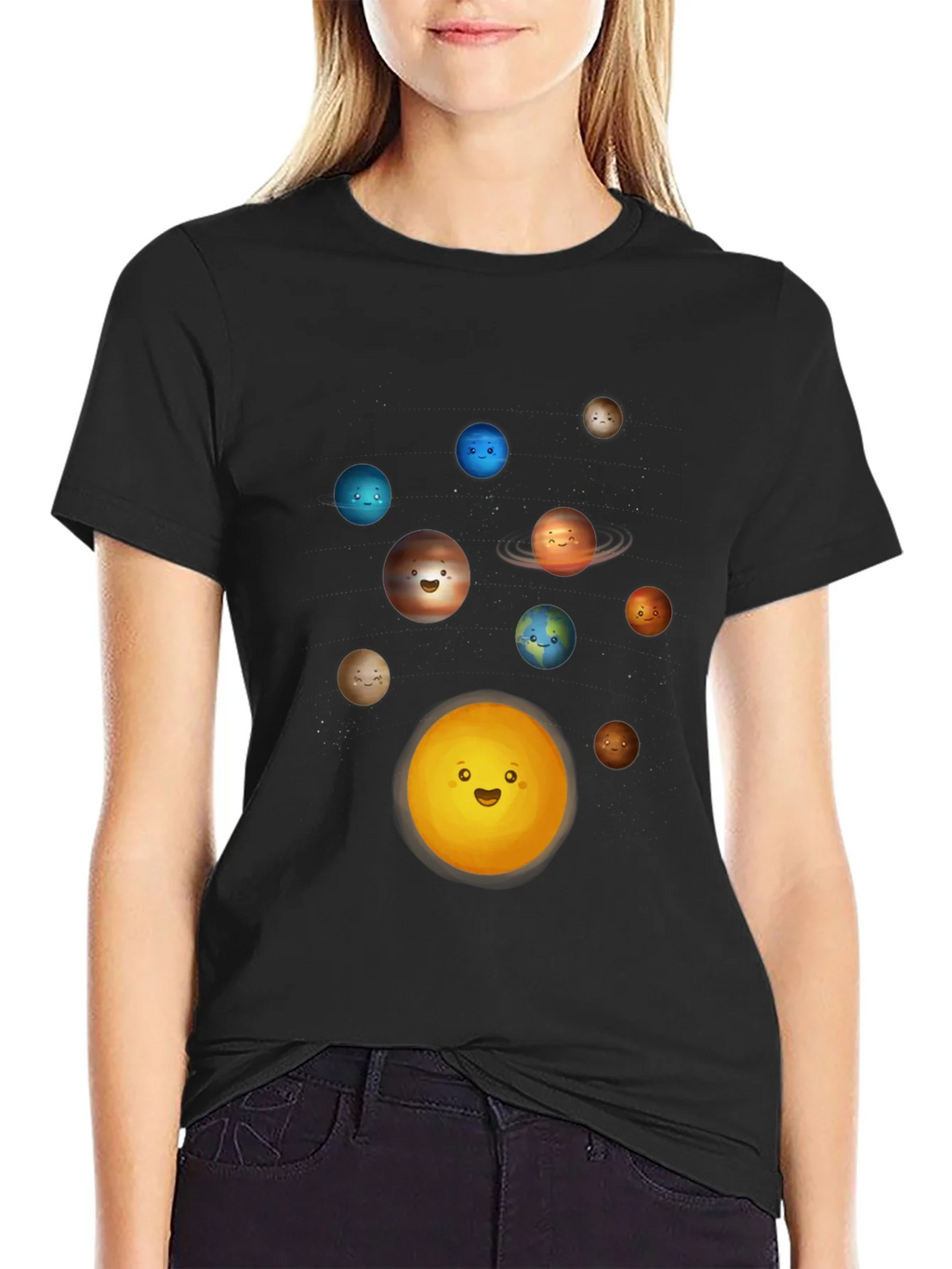 Solar System Planets Graphic T-Shirt - Black product image 2