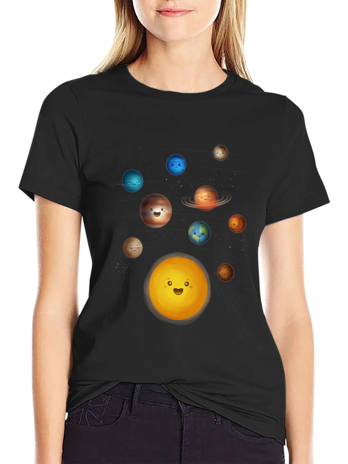 Solar System Planets Graphic T-Shirt - Black product image 2