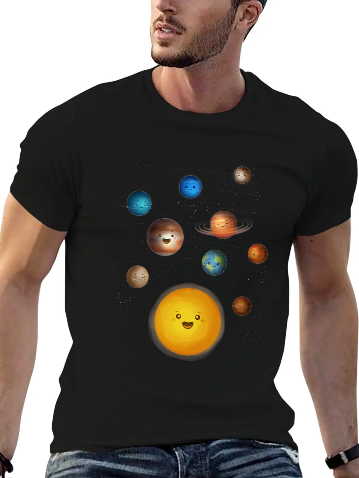 Solar System Planets Graphic T-Shirt - Black product image 6