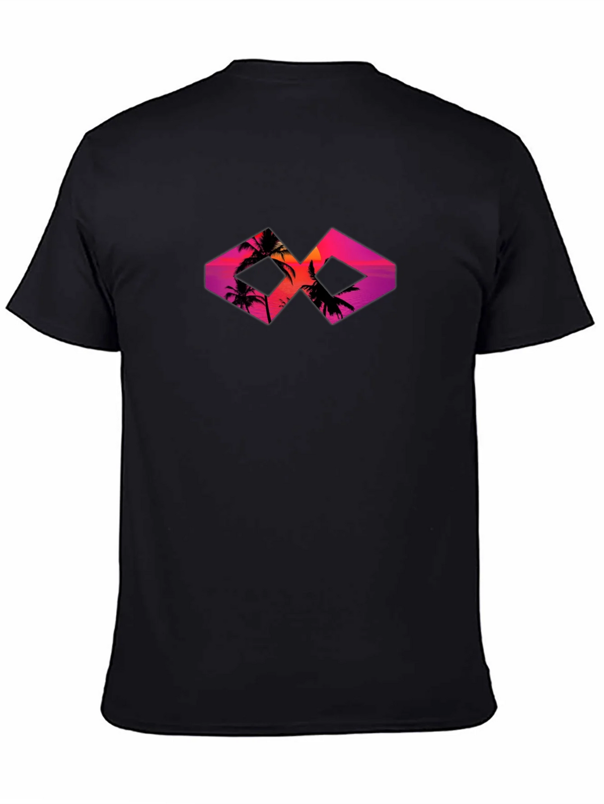 Sunset Palm Tree Graphic Tee - Black Cotton T-Shirt product image 4