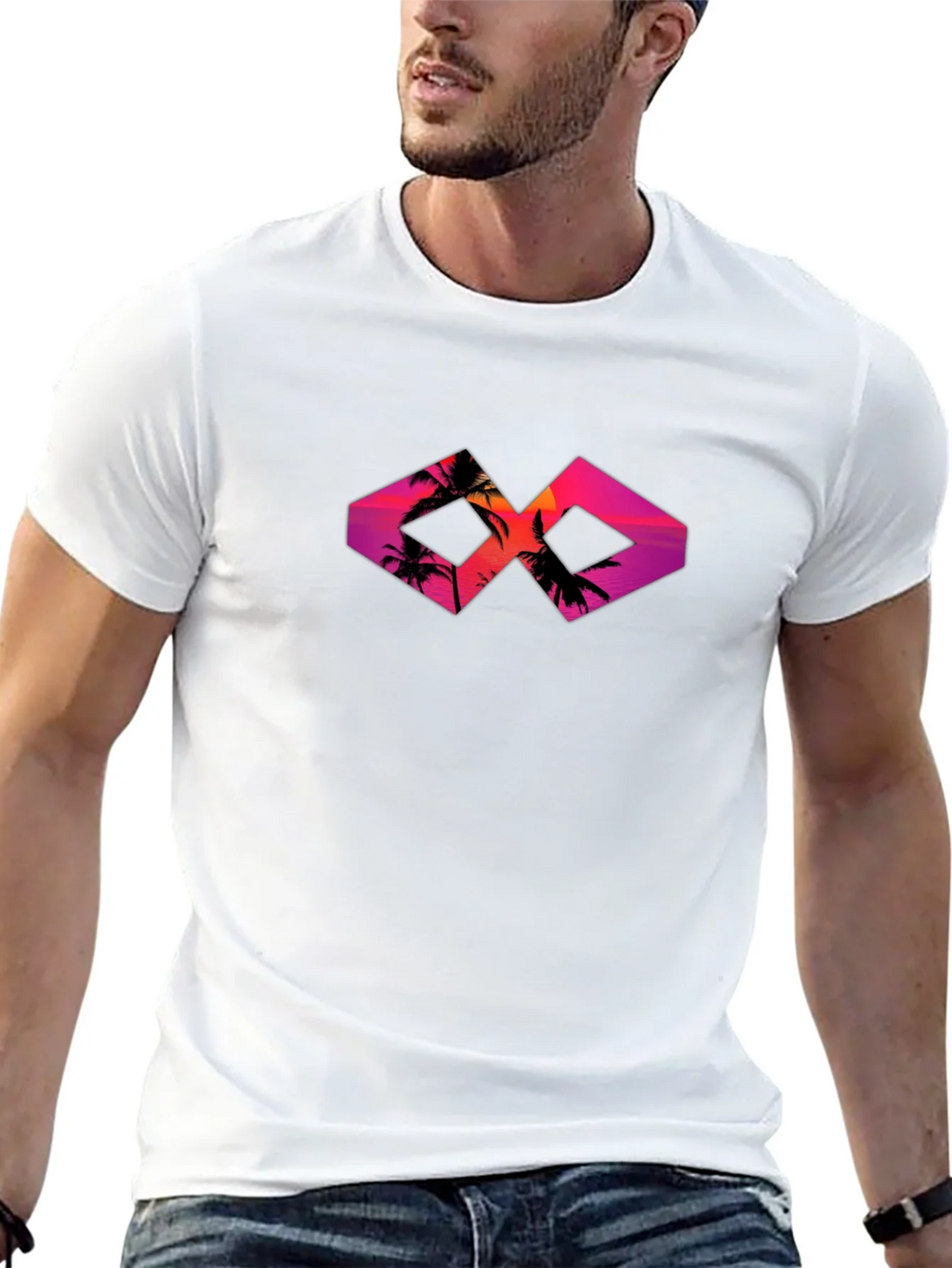 Sunset Palm Tree Graphic Tee - Black Cotton T-Shirt product image 12