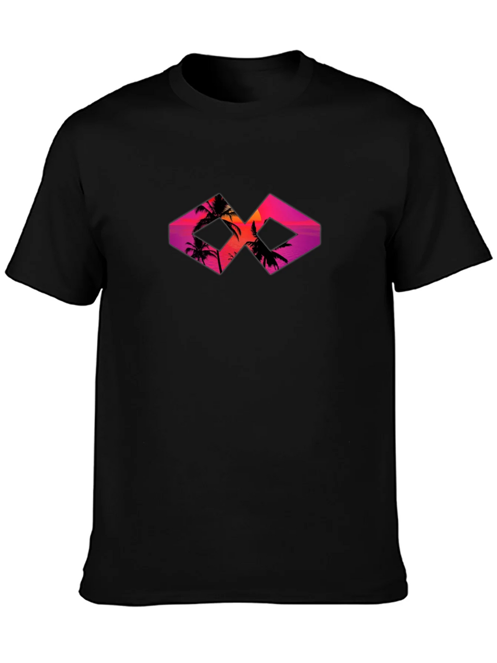 Sunset Palm Tree Graphic Tee - Black Cotton T-Shirt product image 3