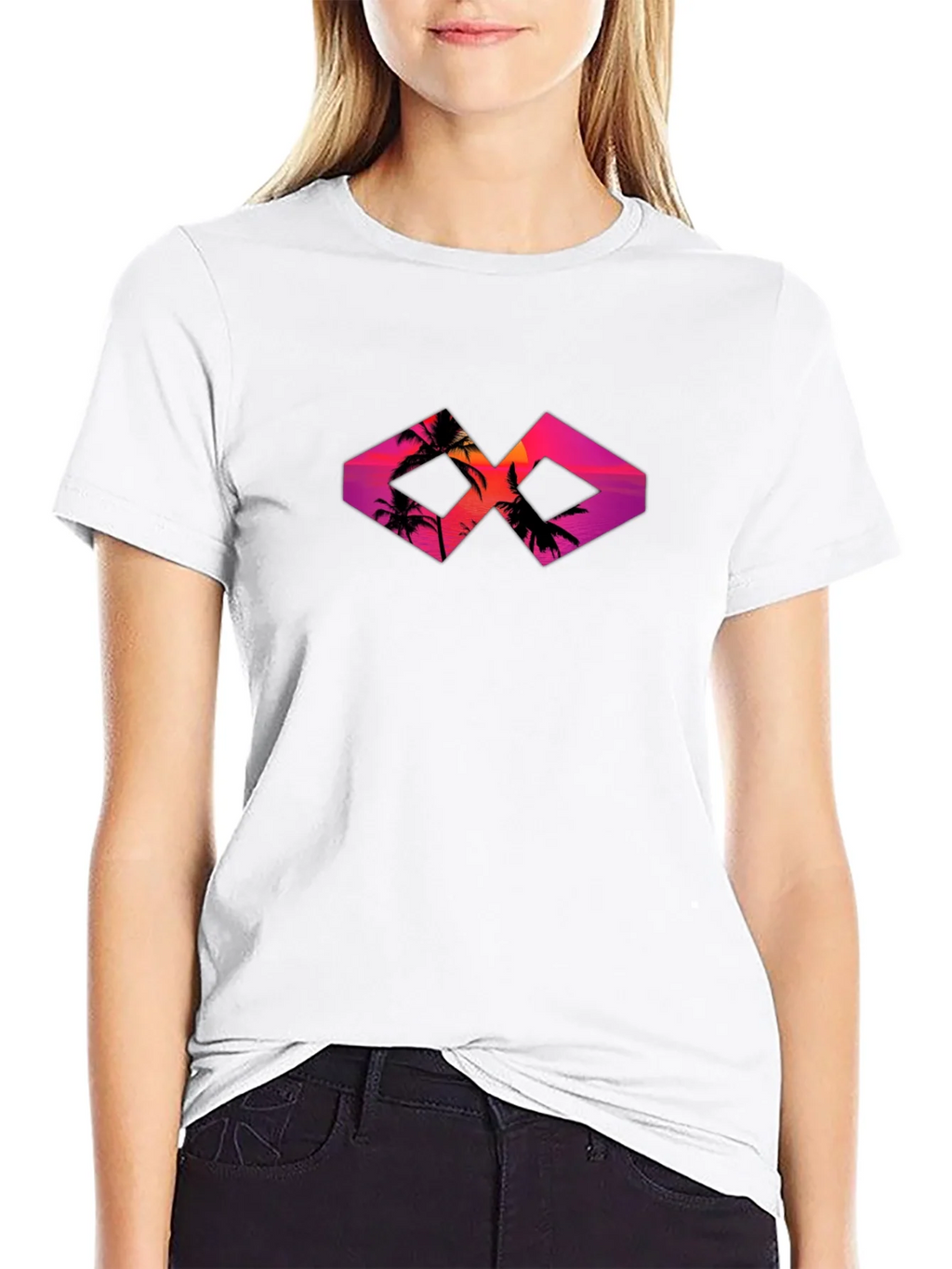 Sunset Palm Tree Graphic Tee - Black Cotton T-Shirt product image 8