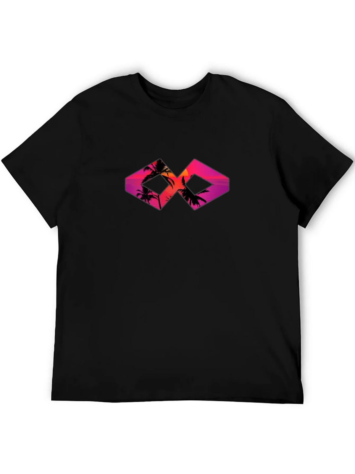 Sunset Palm Tree Graphic Tee - Black Cotton T-Shirt product image 5