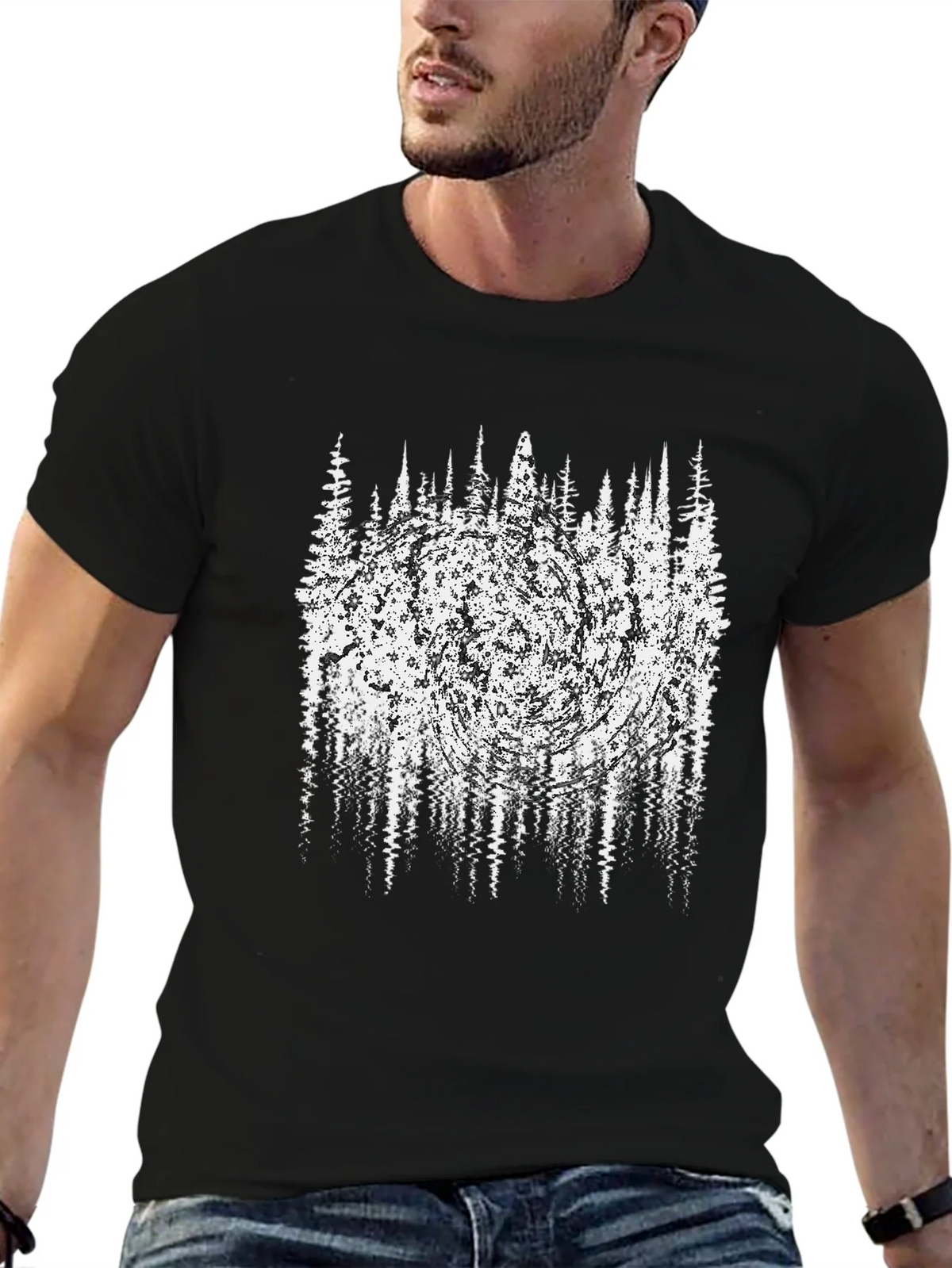 Nature Forest Graphic Tee - Black Cotton Comfort Fit T-Shirt product image 1