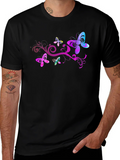 Butterfly Swirl Graphic Tee - Black Cotton Blend product image 1