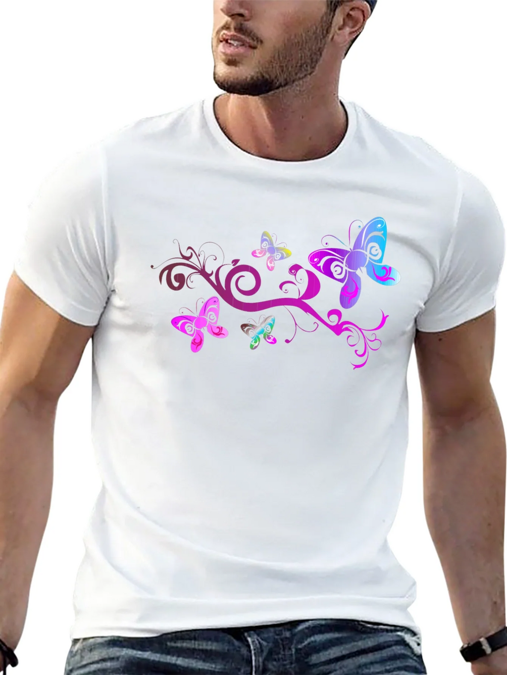Butterfly Swirl Graphic Tee - Black Cotton Blend product image 12