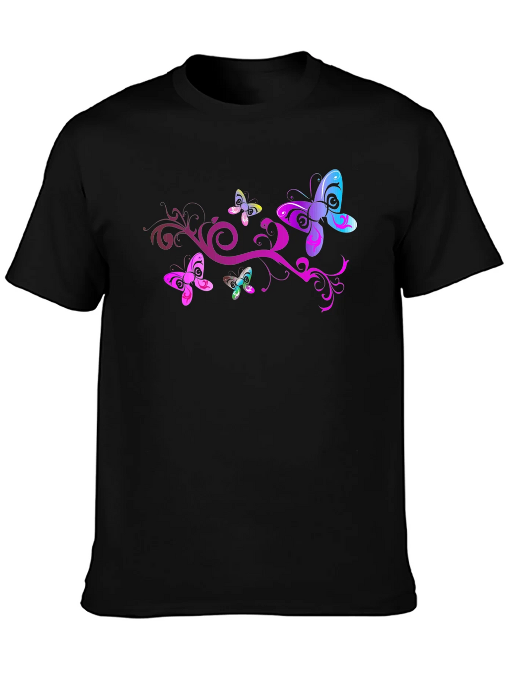 Butterfly Swirl Graphic Tee - Black Cotton Blend product image 3
