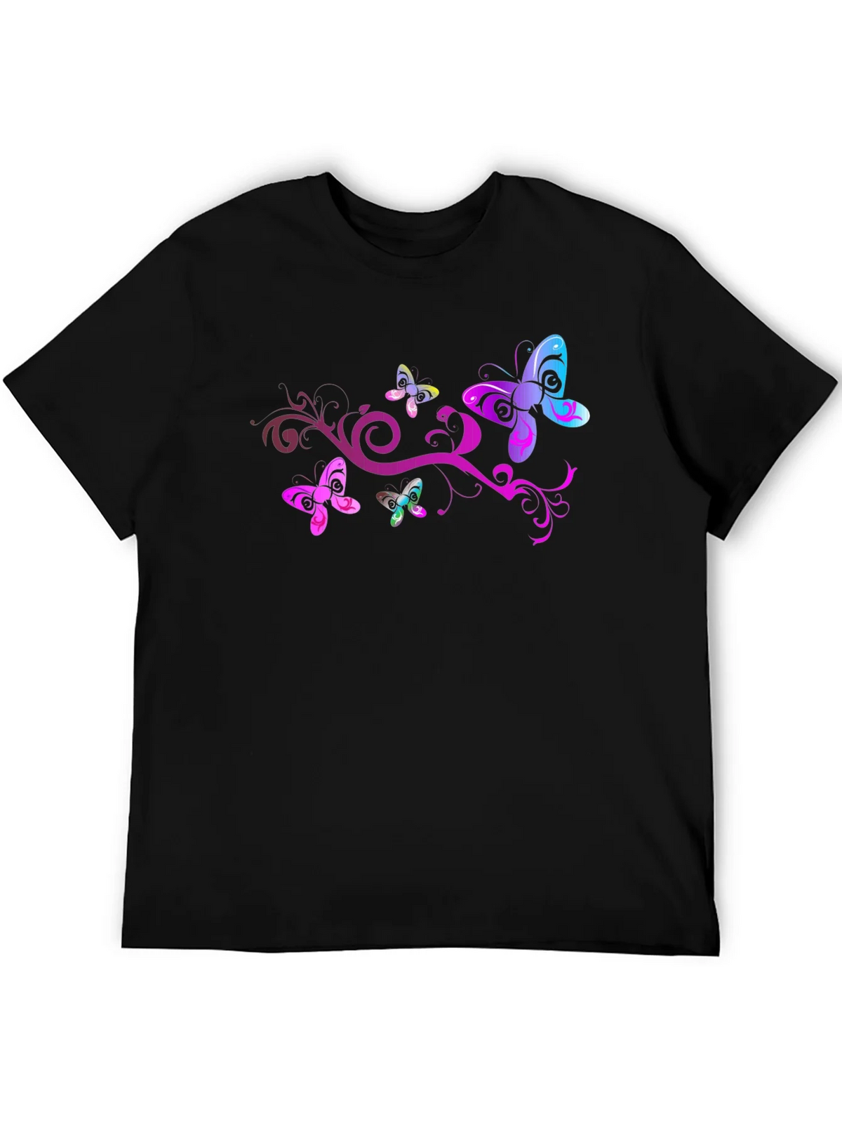 Butterfly Swirl Graphic Tee - Black Cotton Blend product image 5