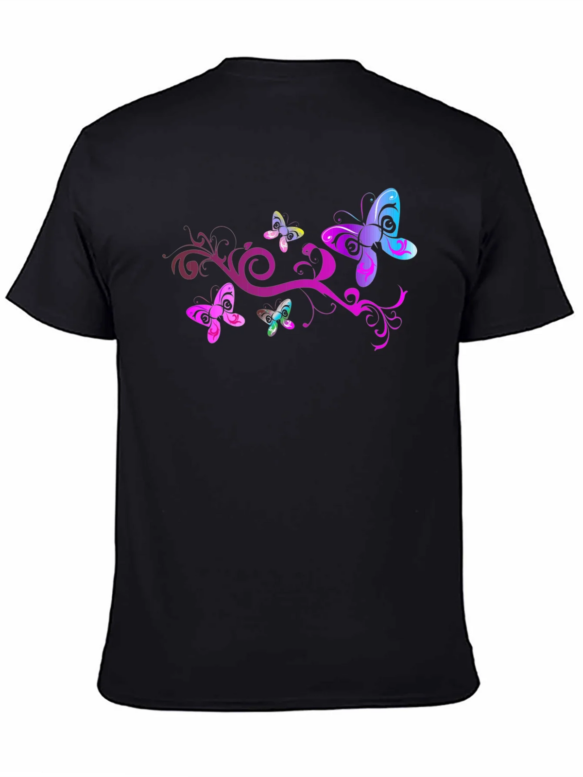 Butterfly Swirl Graphic Tee - Black Cotton Blend product image 4