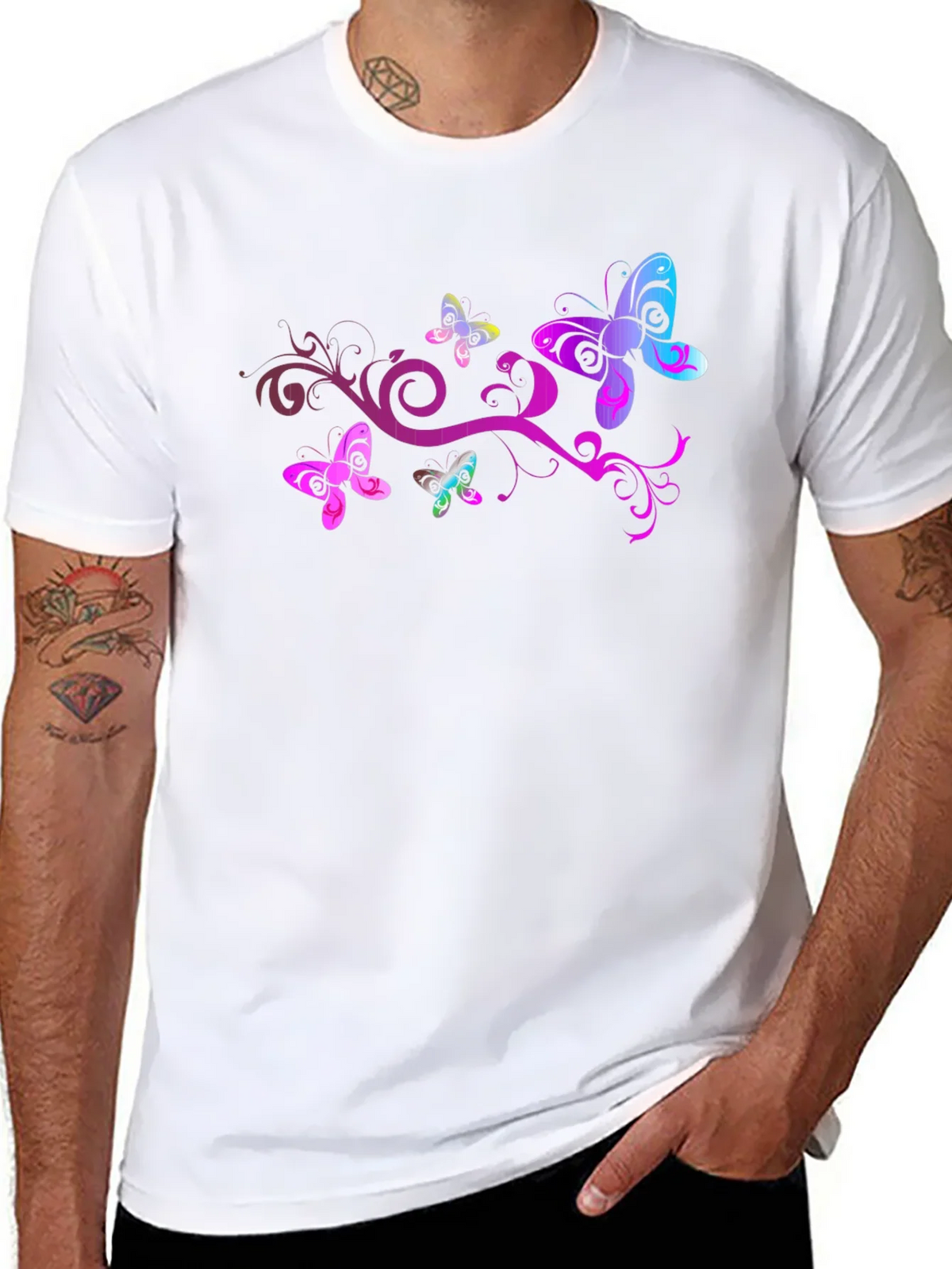 Butterfly Swirl Graphic Tee - Black Cotton Blend product image 7