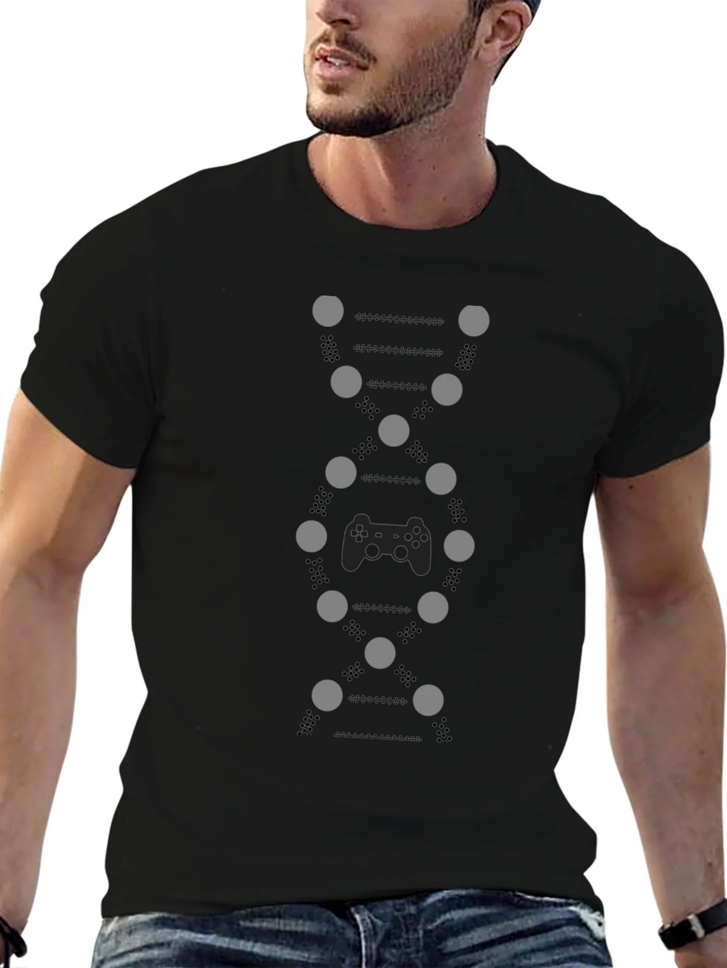 Gamer DNA Graphic Tee - Black Cotton T-Shirt product image 6