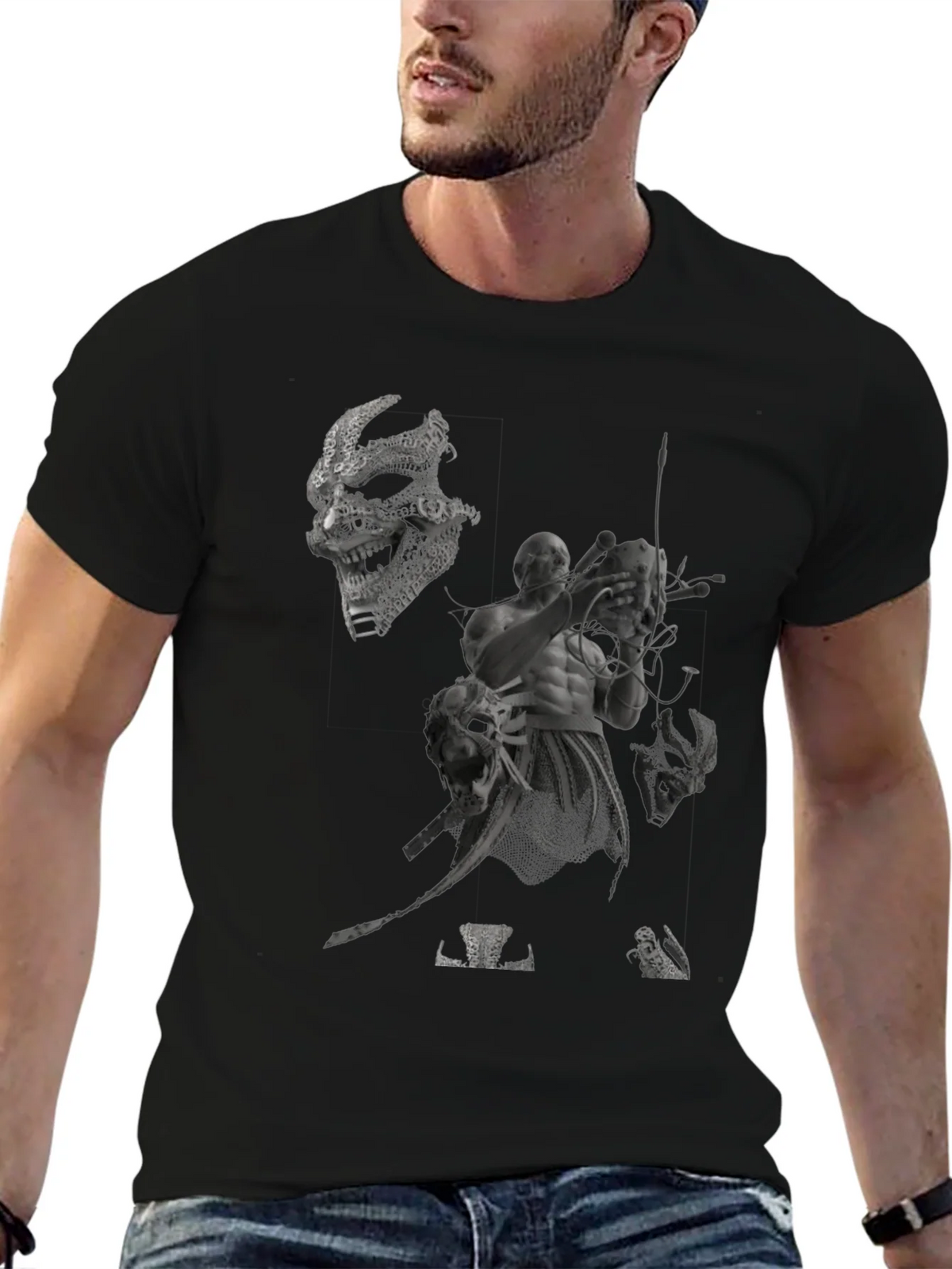 Mens Black Graphic Print Tee product image 6