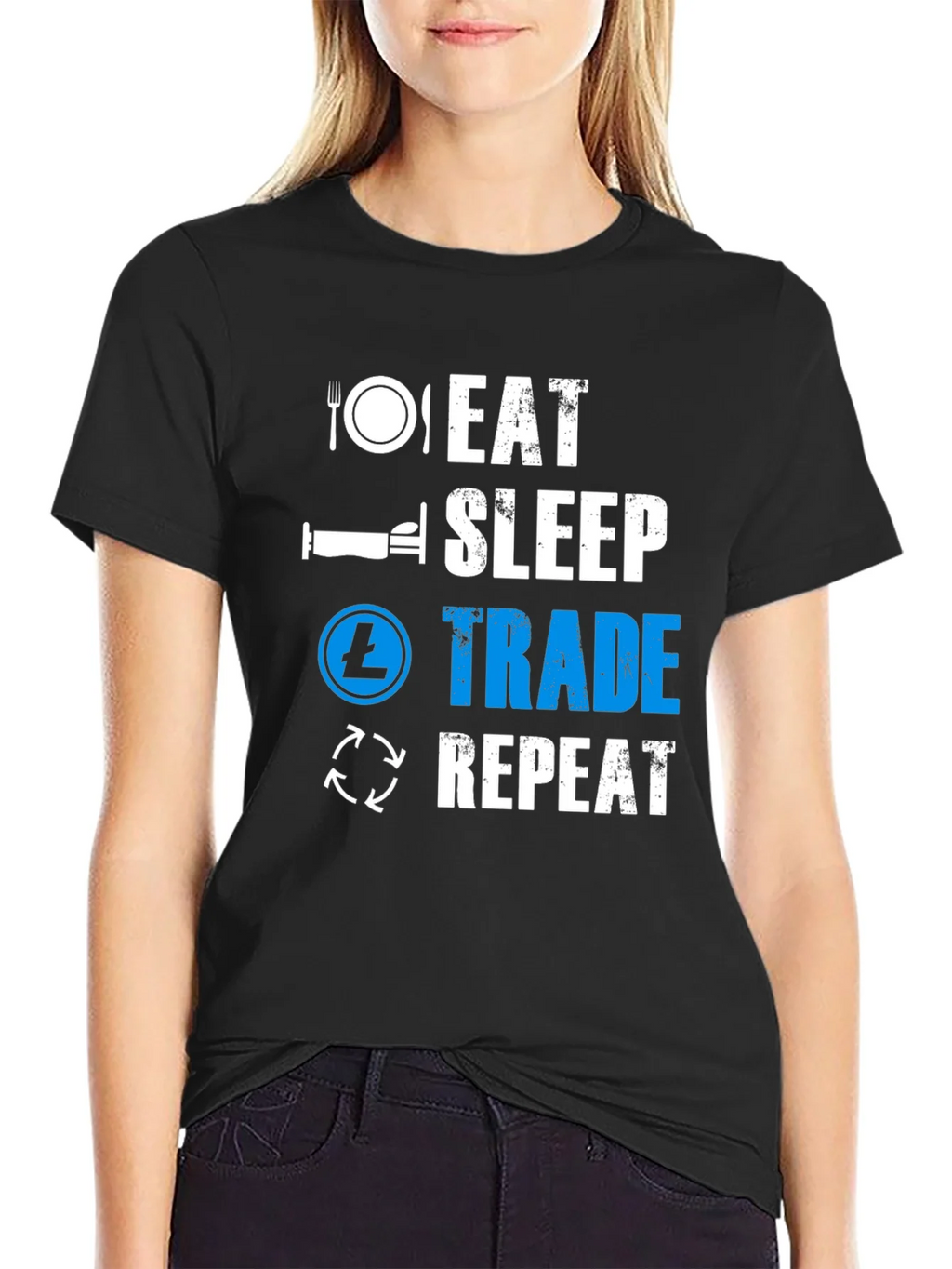 Eat Sleep Trade Repeat Black T-Shirt product image 2