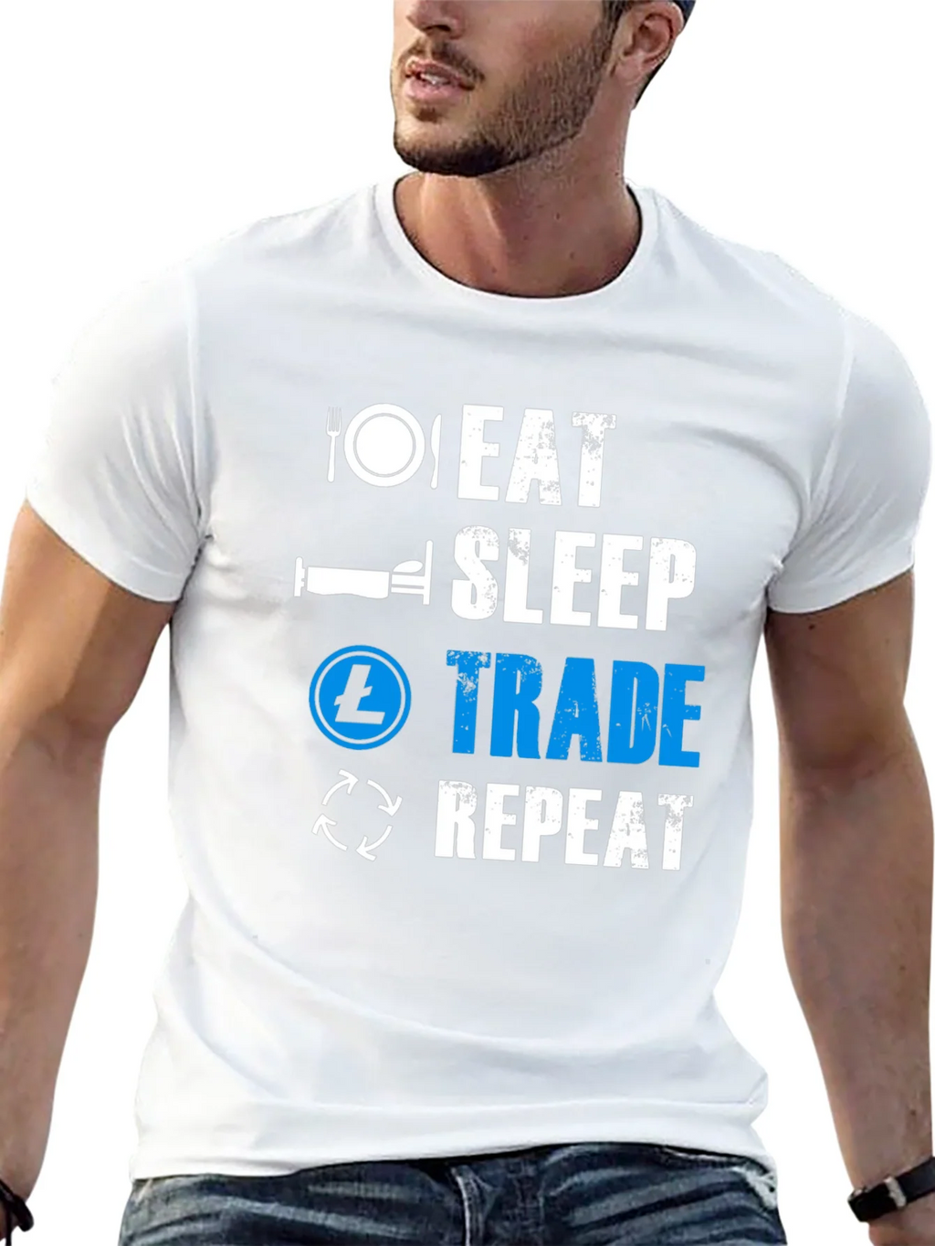 Eat Sleep Trade Repeat Black T-Shirt product image 11