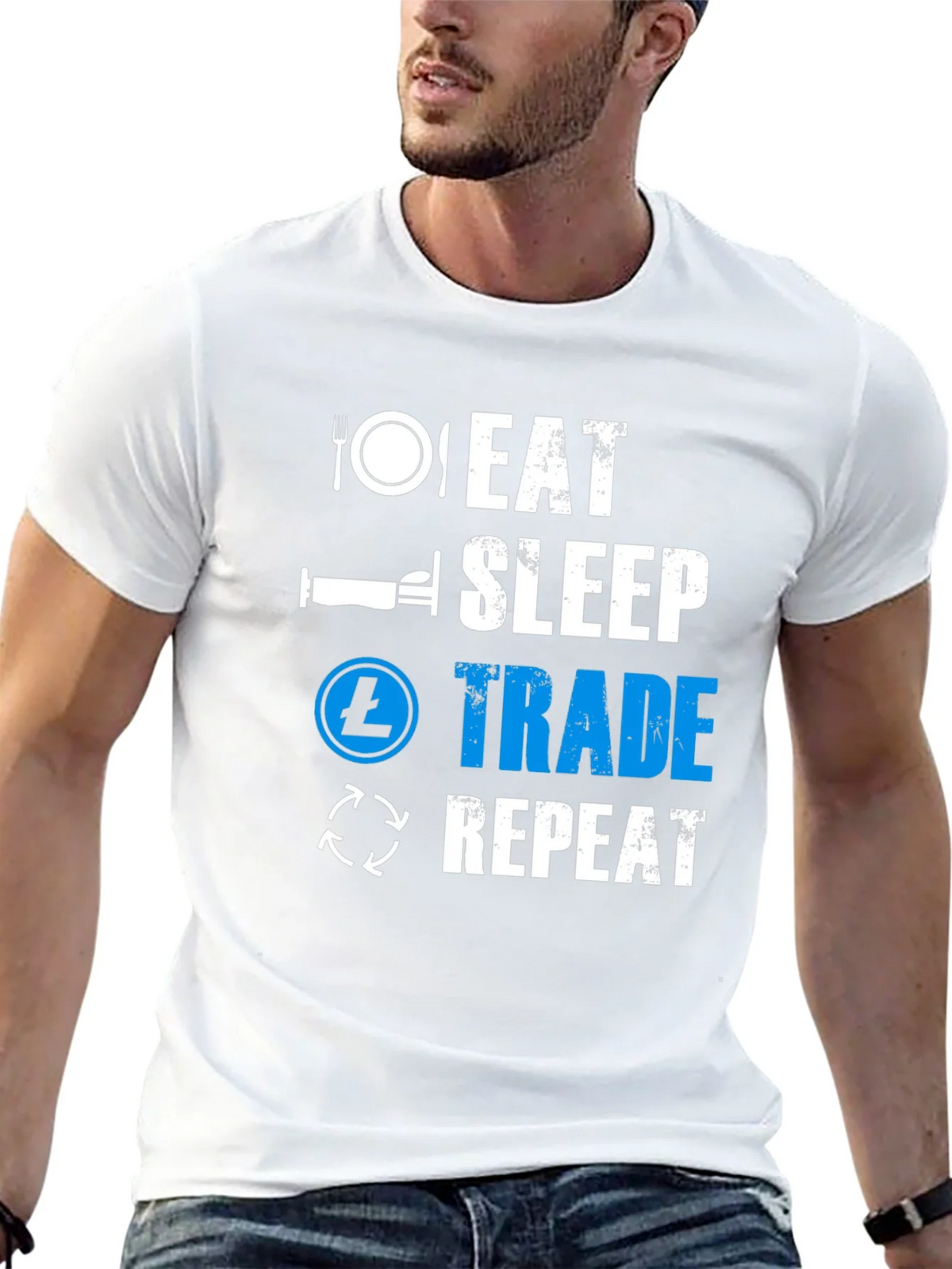 Eat Sleep Trade Repeat Black T-Shirt product image 11