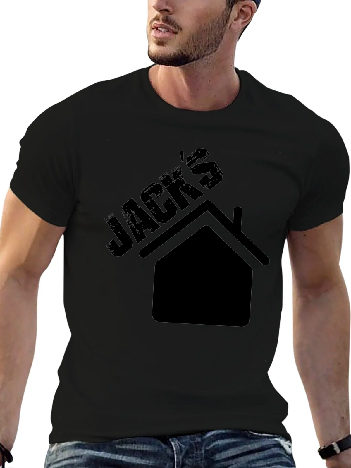 Jacks House Graphic Tee - Black Cotton Casual T-Shirt product image 6