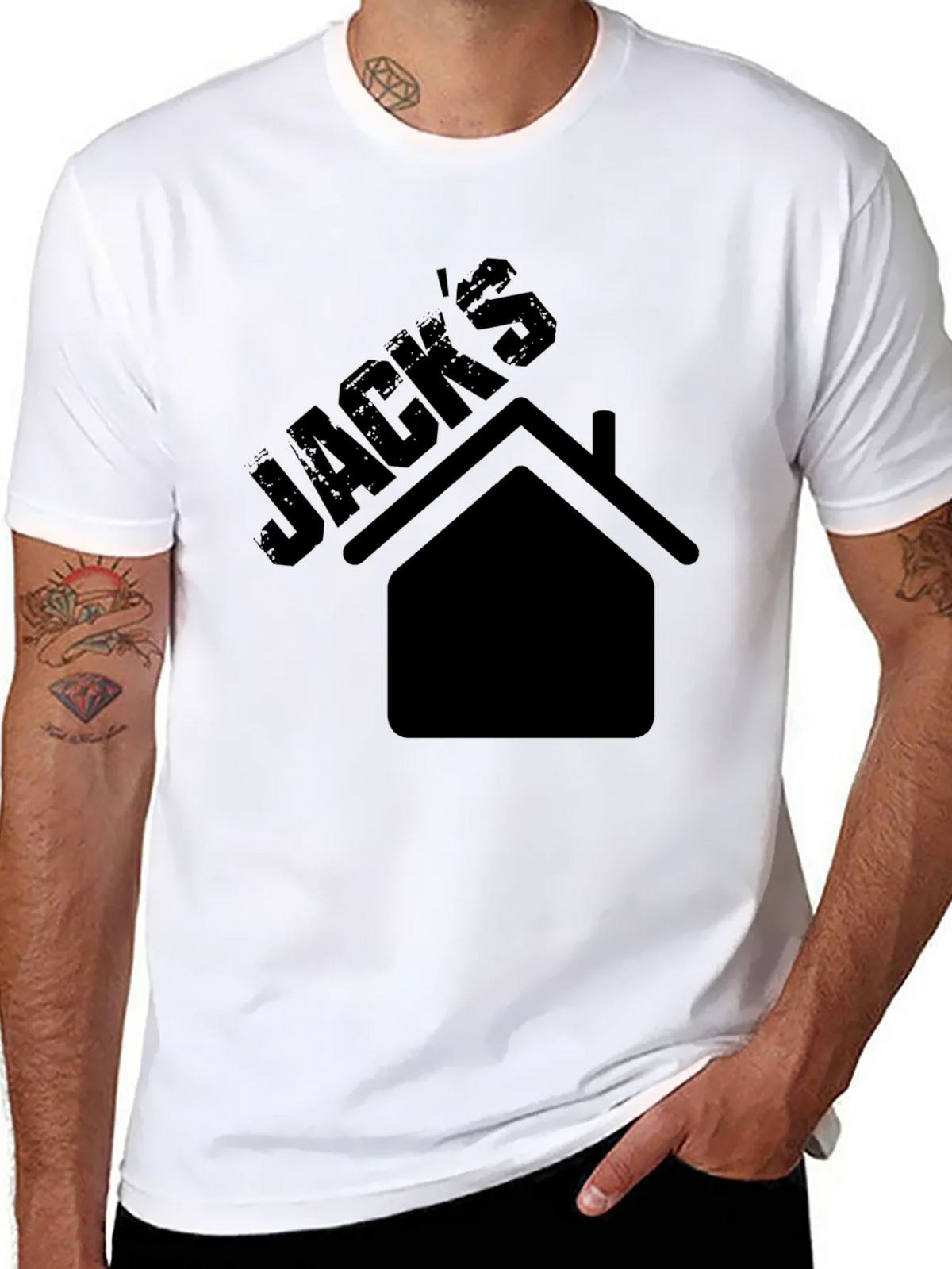 Jacks House Graphic Tee - Black Cotton Casual T-Shirt product image 7