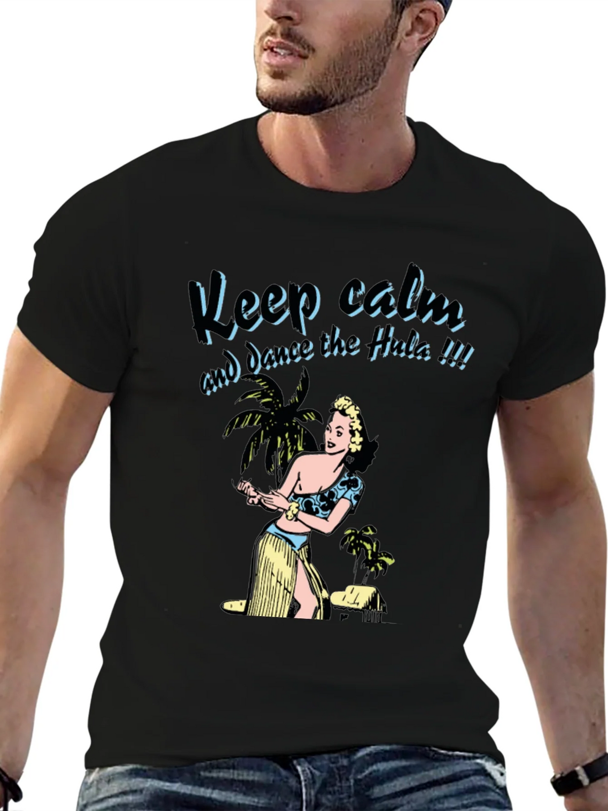 Keep Calm Dance the Hula Black Graphic Tee product image 6