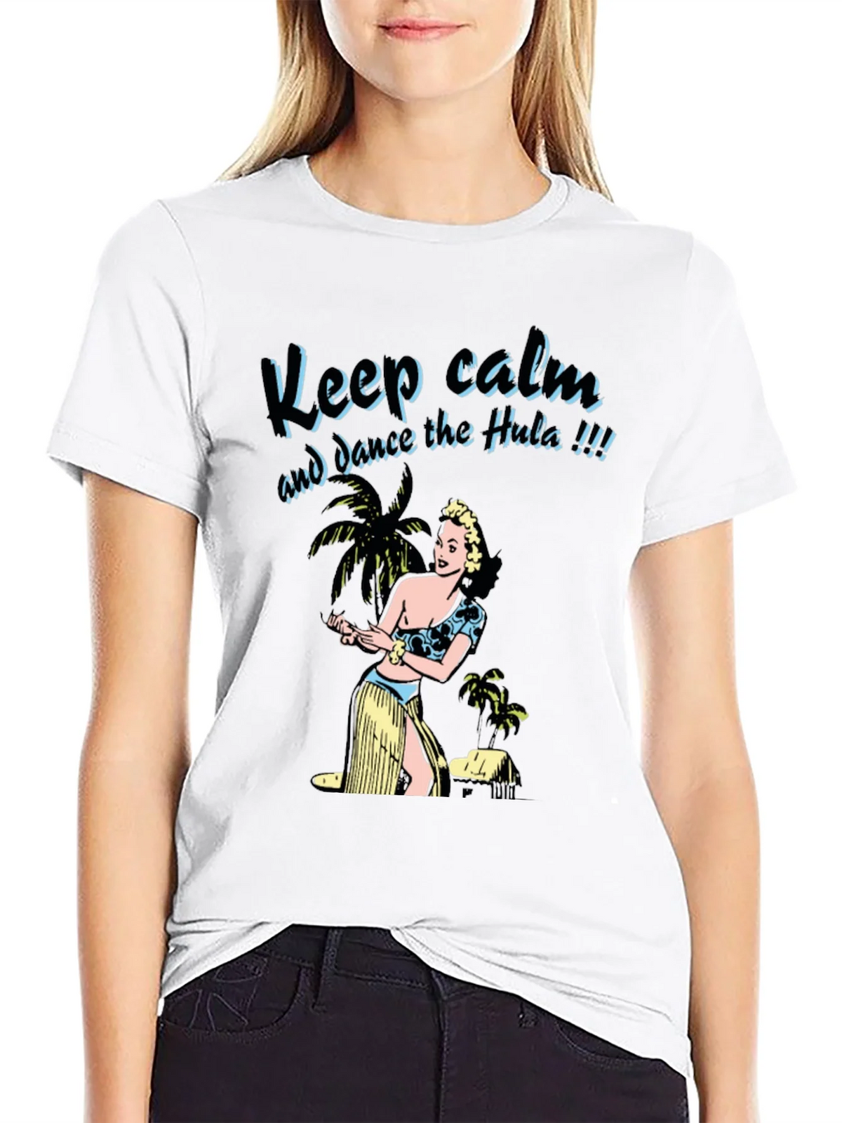 Keep Calm Dance the Hula Black Graphic Tee product image 7