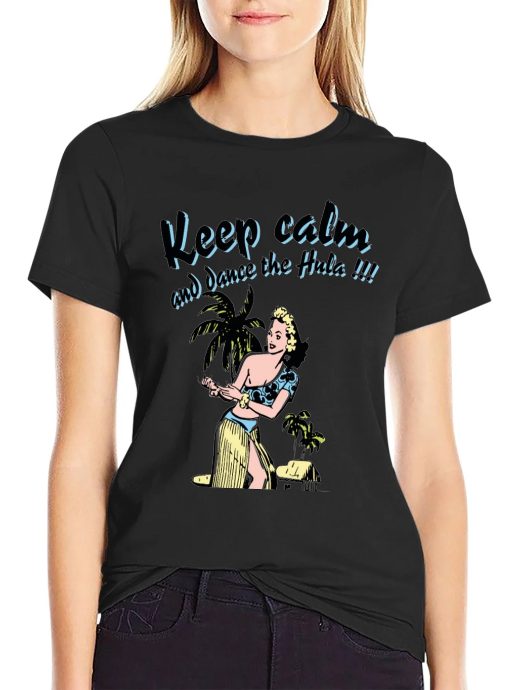 Keep Calm Dance the Hula Black Graphic Tee product image 2
