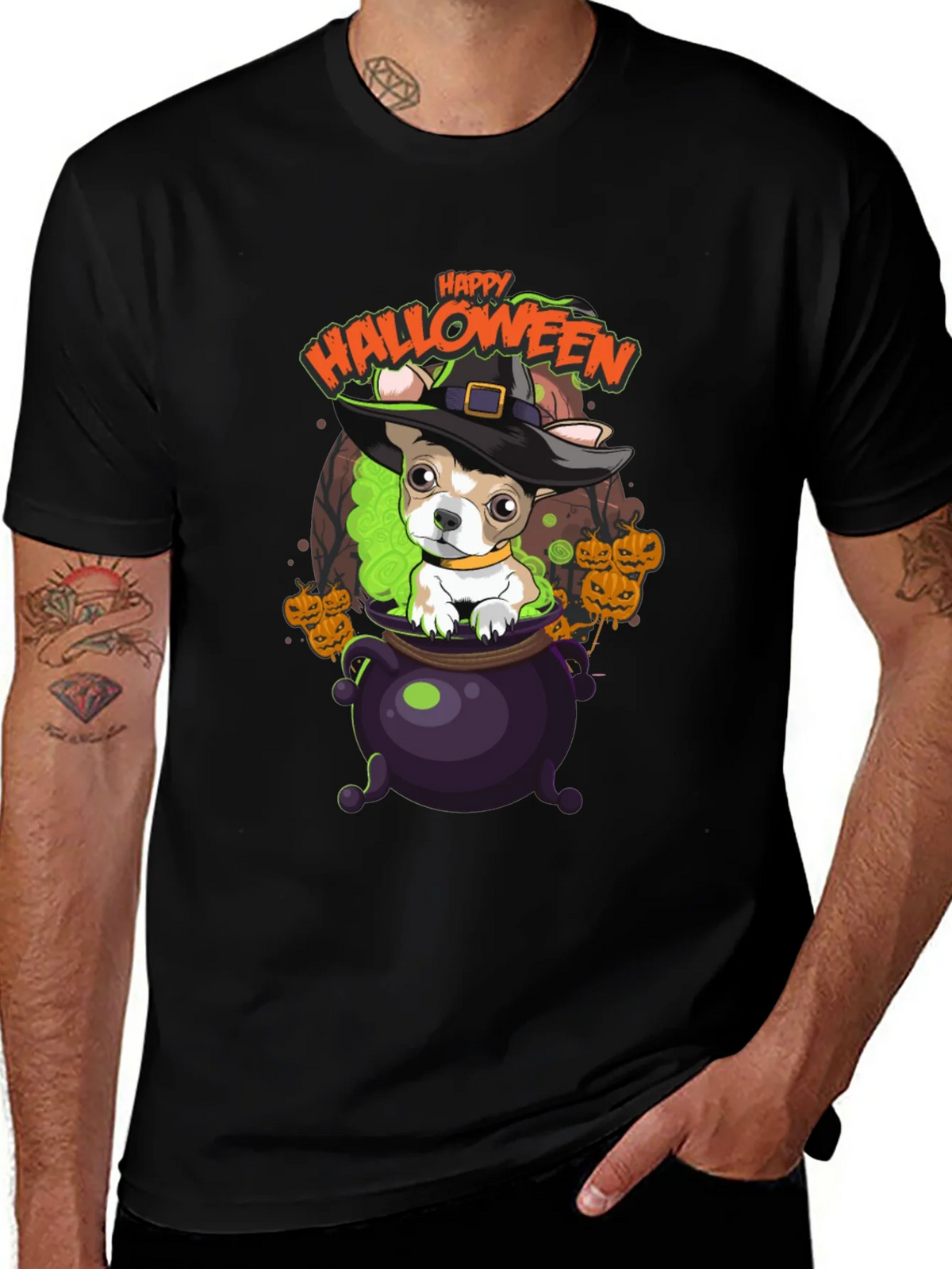 Happy Halloween Dog in Cauldron T-Shirt product image 1