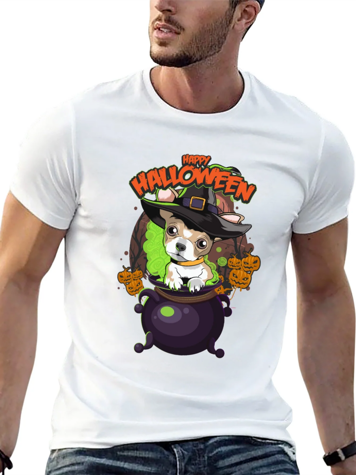 Happy Halloween Dog in Cauldron T-Shirt product image 12