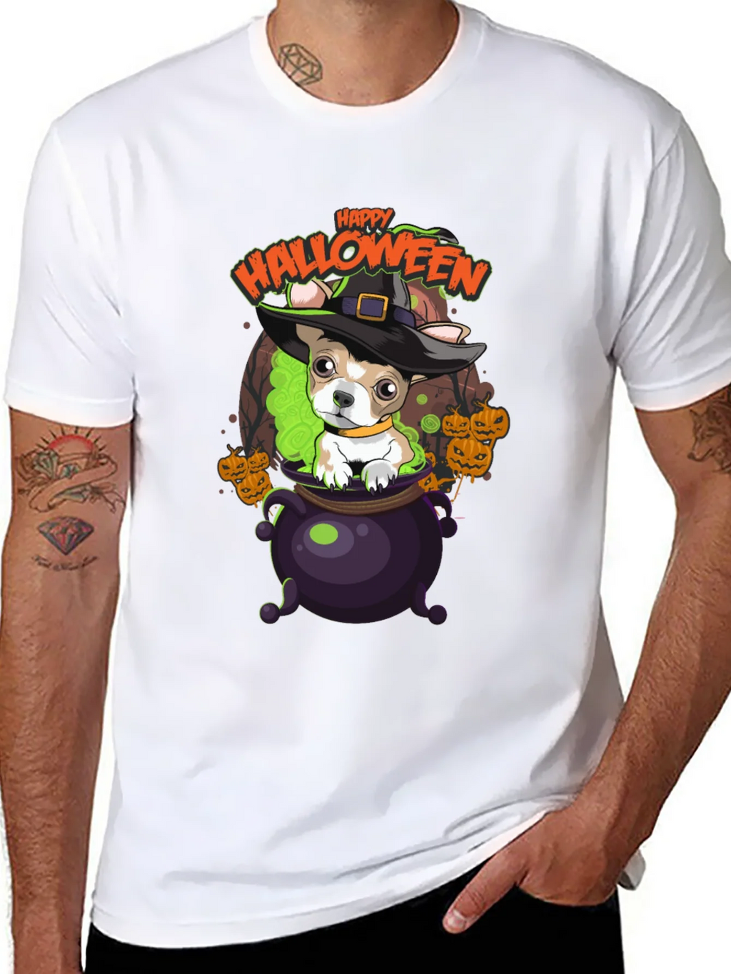 Happy Halloween Dog in Cauldron T-Shirt product image 7