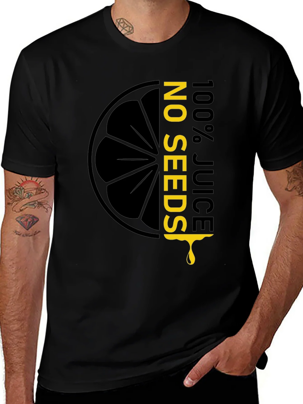 No Seeds 100% Juice Black T-Shirt product image 1