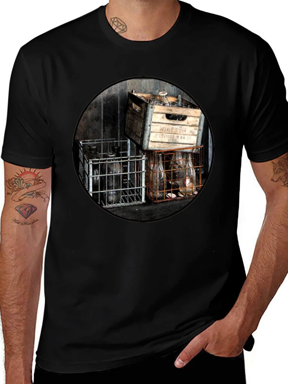 Vintage Bottles T-Shirt - Unique Graphic Tee product image 1