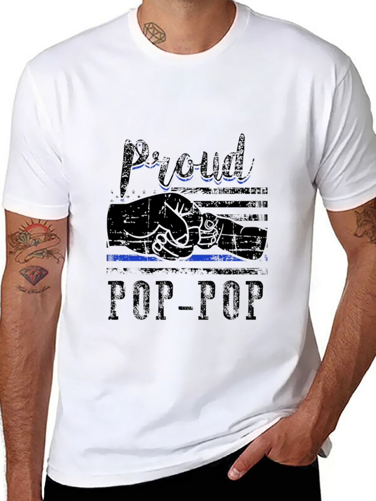 Proud Pop-Pop Black T-Shirt product image 7