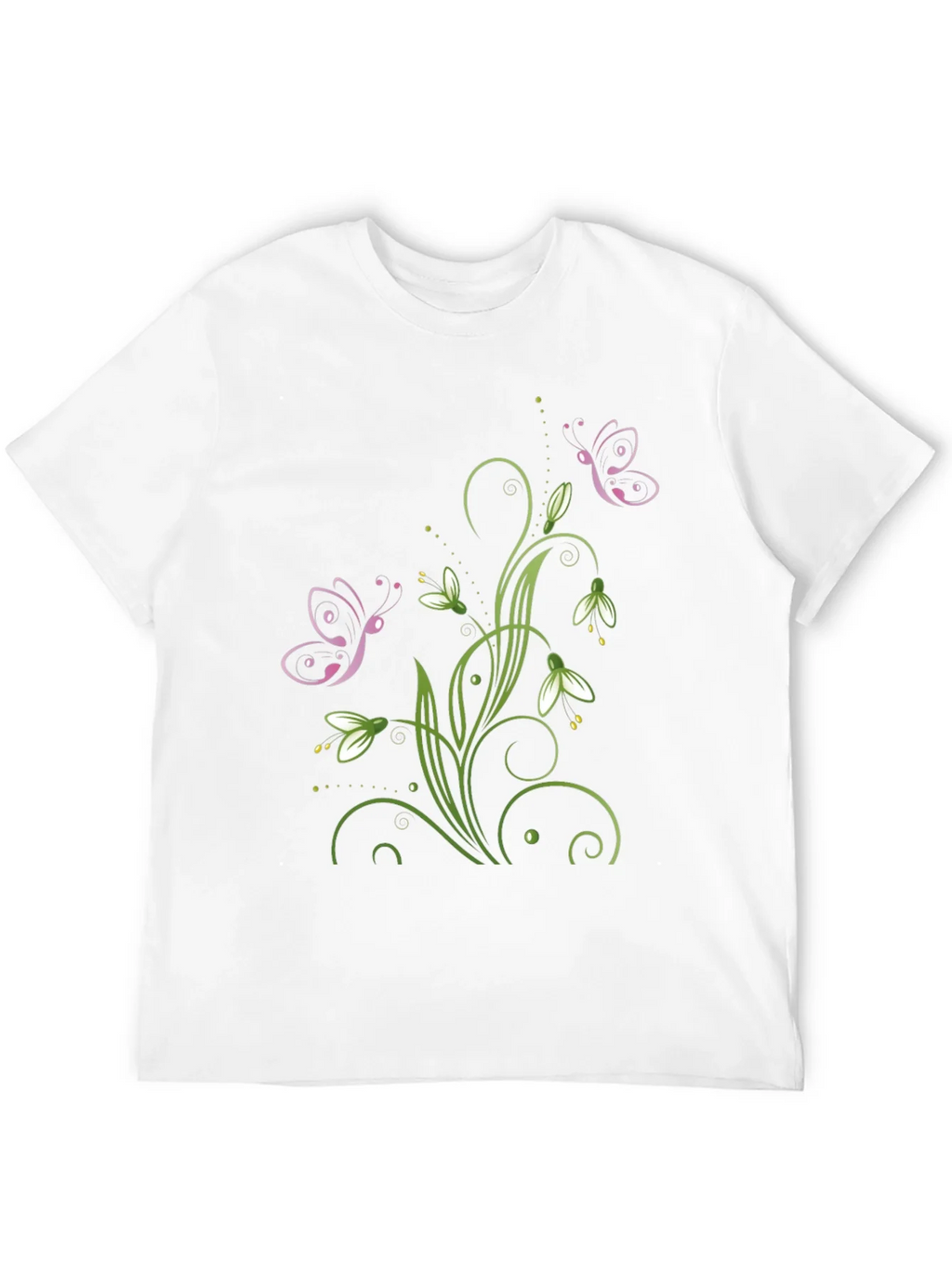 Butterfly Floral Design Black T-Shirt product image 11